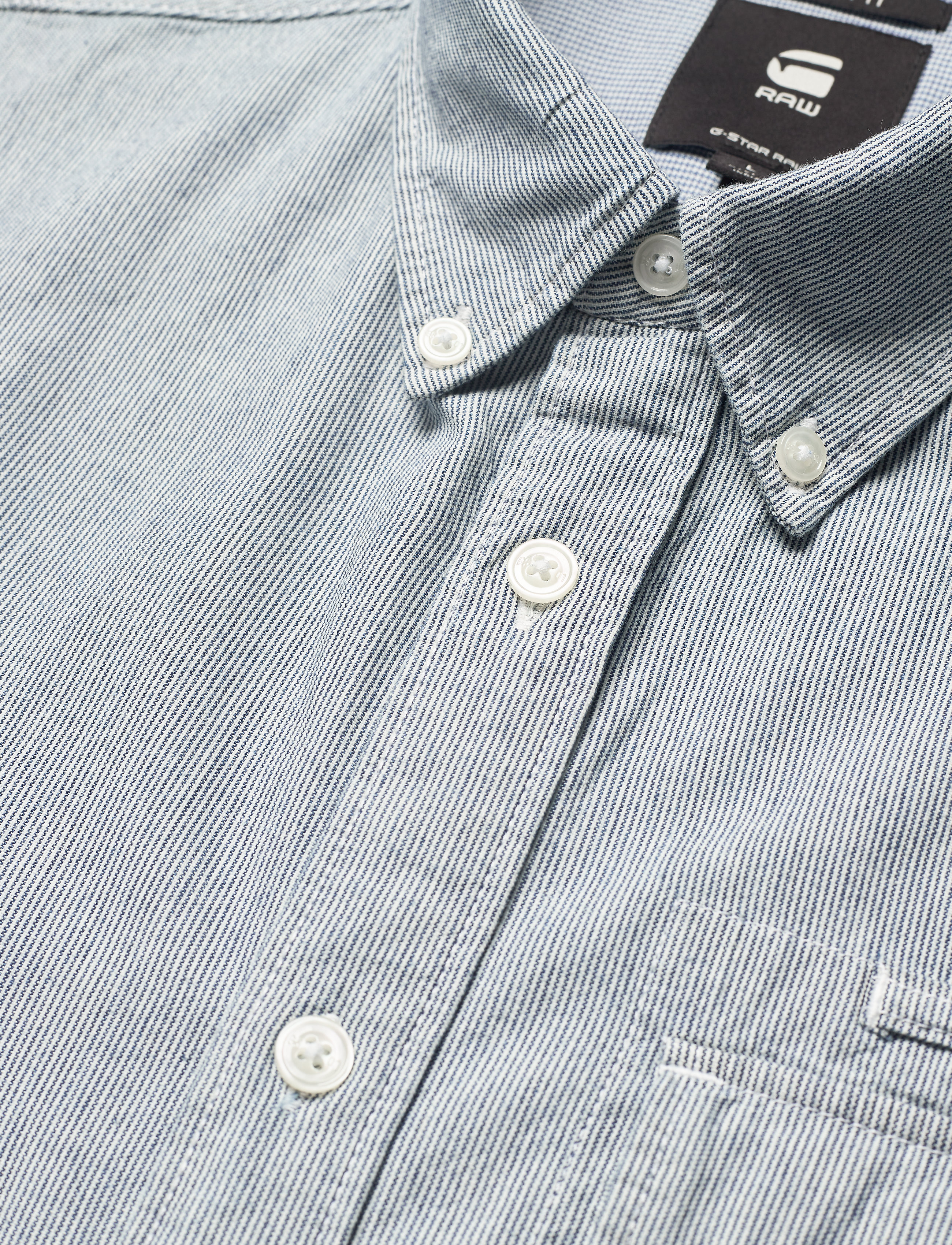 G-Star RAW - Bristum flap bttn dwn slim shirt l- - sun faded indigo stripe - 3