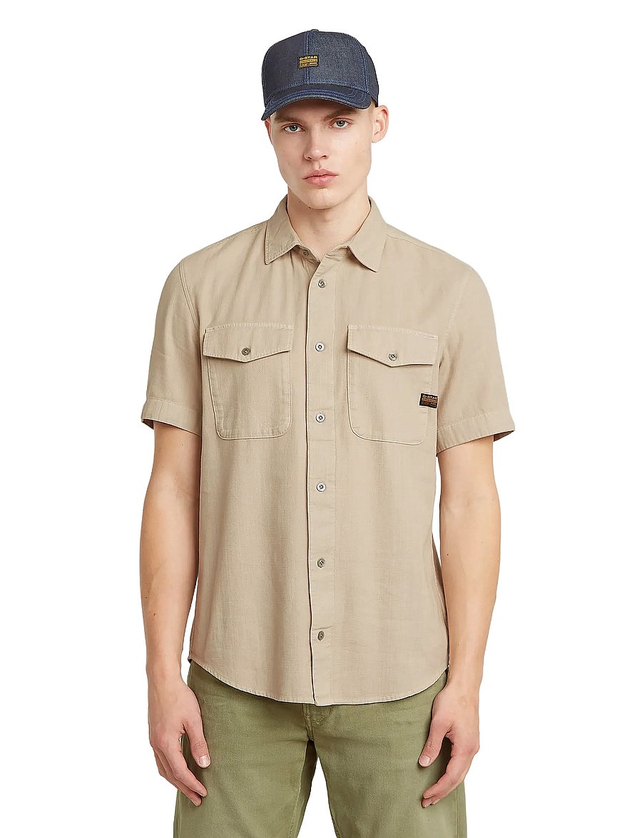 G-Star - Marine Slim Shirt s\s - lühikeste varrukatega särgid - dk brick gd - 0
