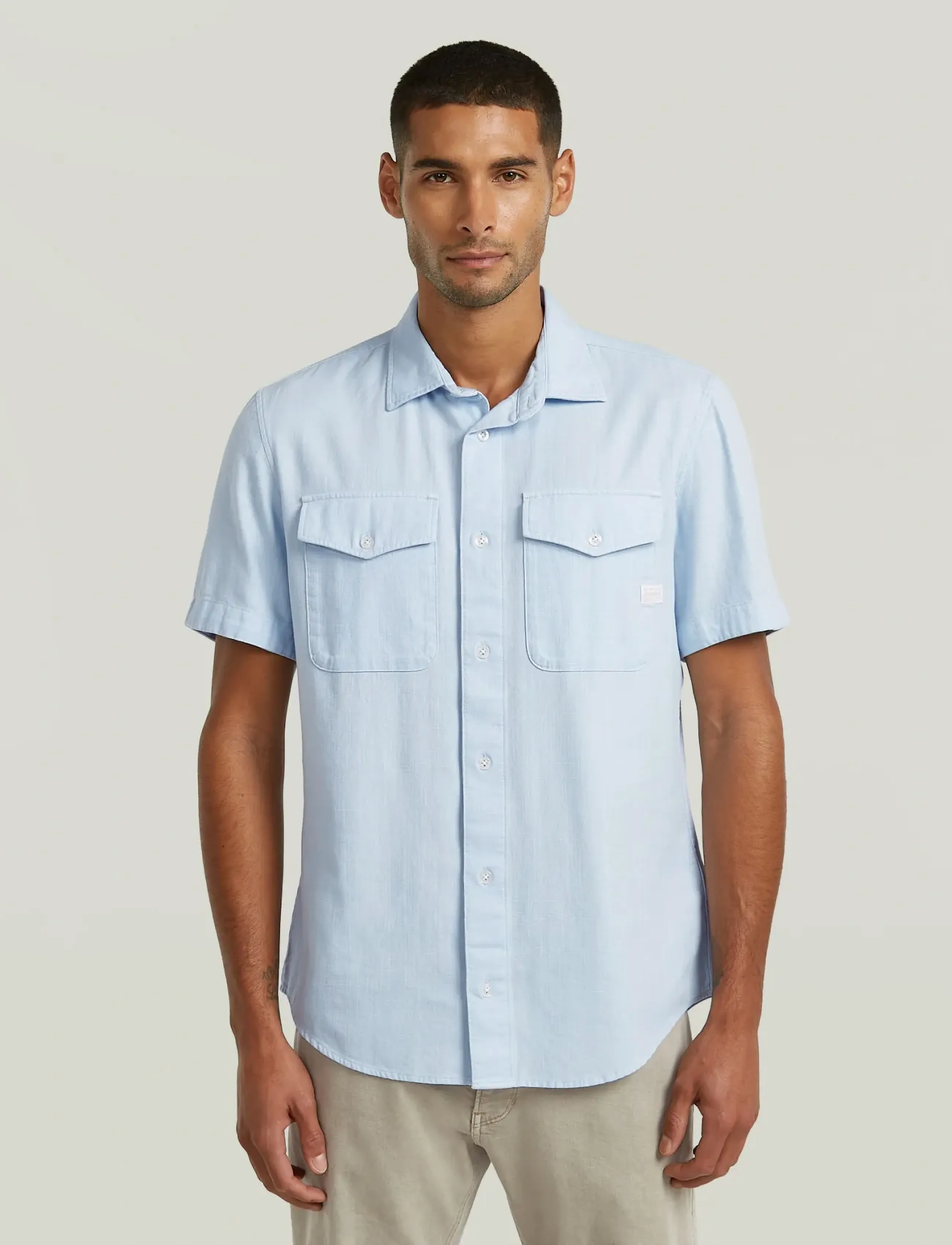 G-Star Marine Slim Shirt s\s - G-STAR - LT WAVE GD / blue