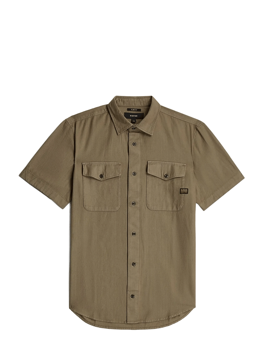 G-Star - Marine Slim Shirt s\s - kortærmede skjorter - turf gd - 1