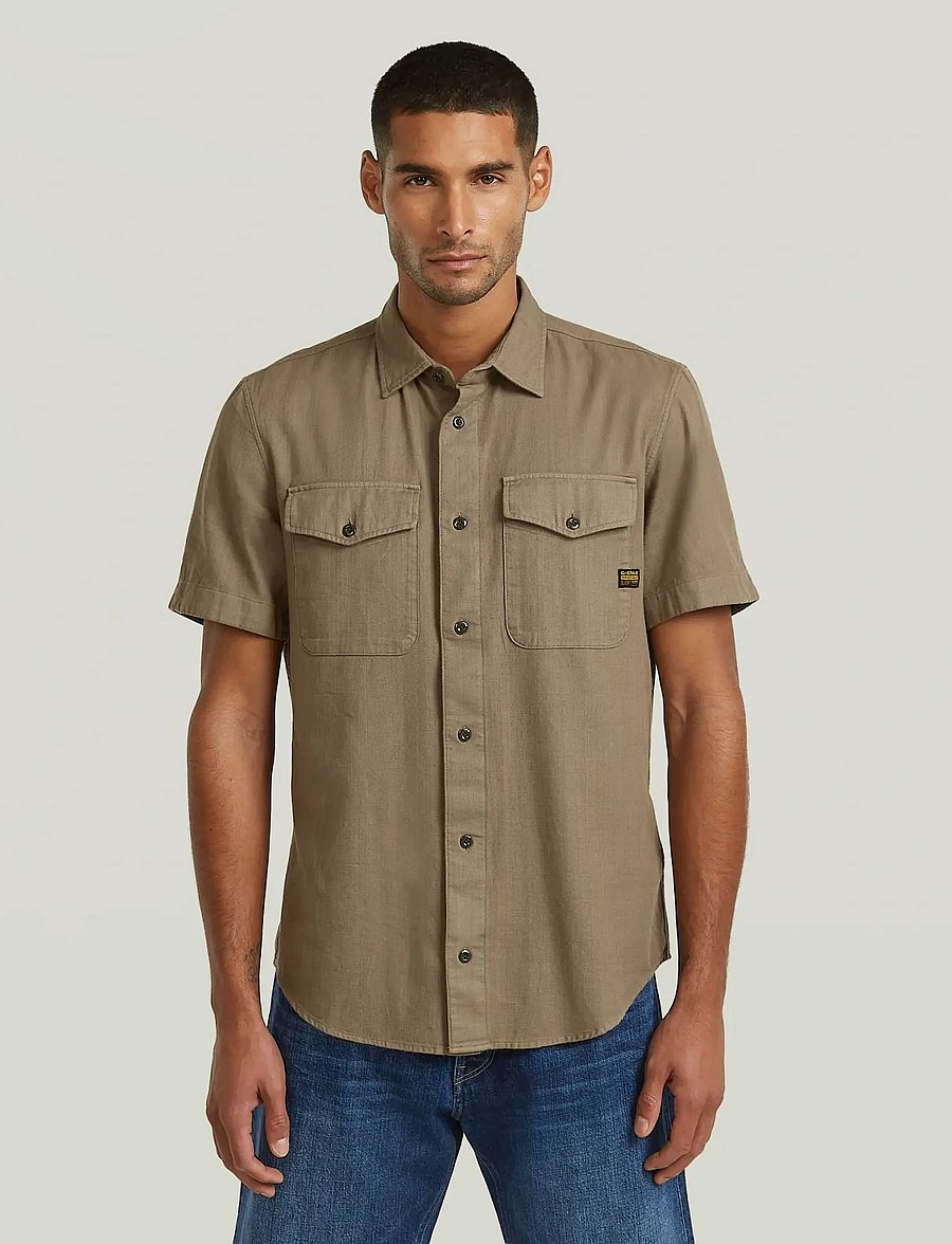 G-Star - Marine Slim Shirt s\s - kortærmede skjorter - turf gd - 0