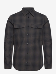 Marine slim shirt l\s - DK BLACK VANDERBILT CHECK