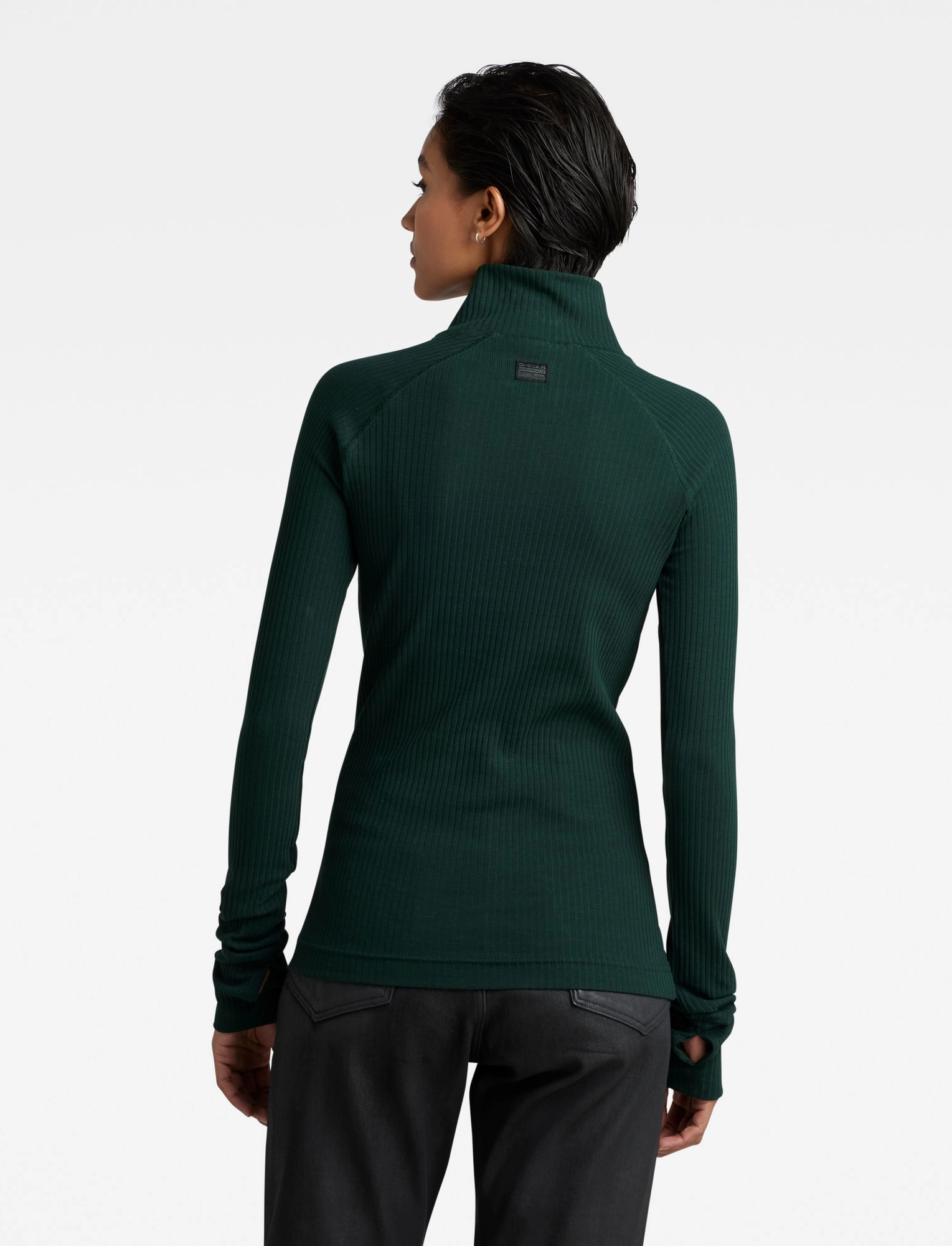 G-Star RAW - Rib mock slim stripe l\s wmn - laub - 3