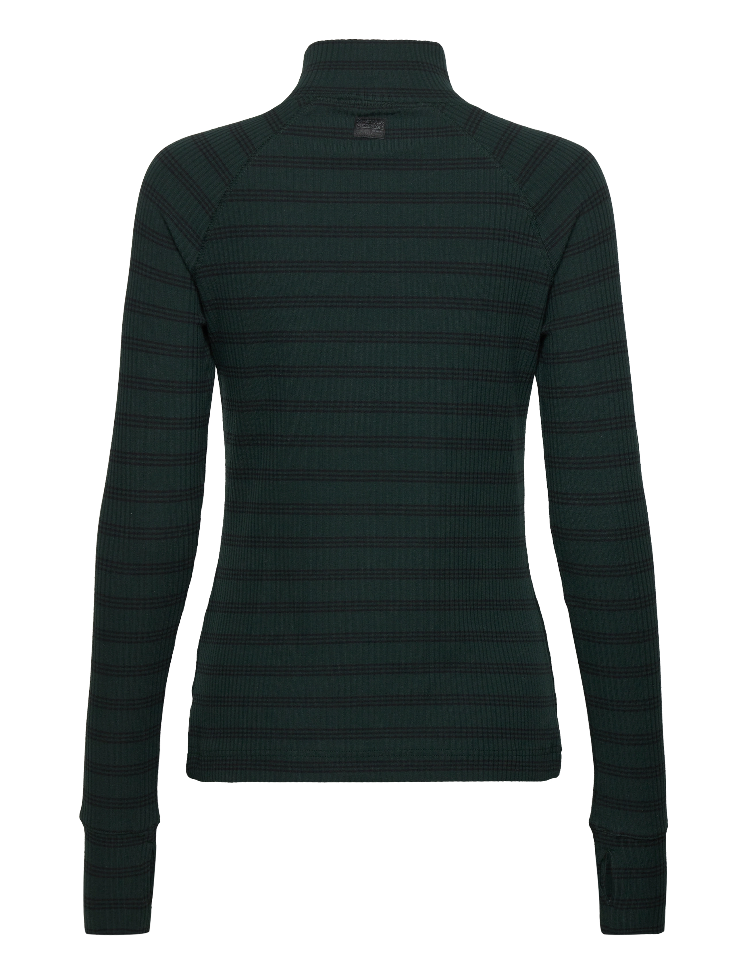 G-Star RAW - Rib mock slim stripe l\s wmn - laub/caviar stripe - 1