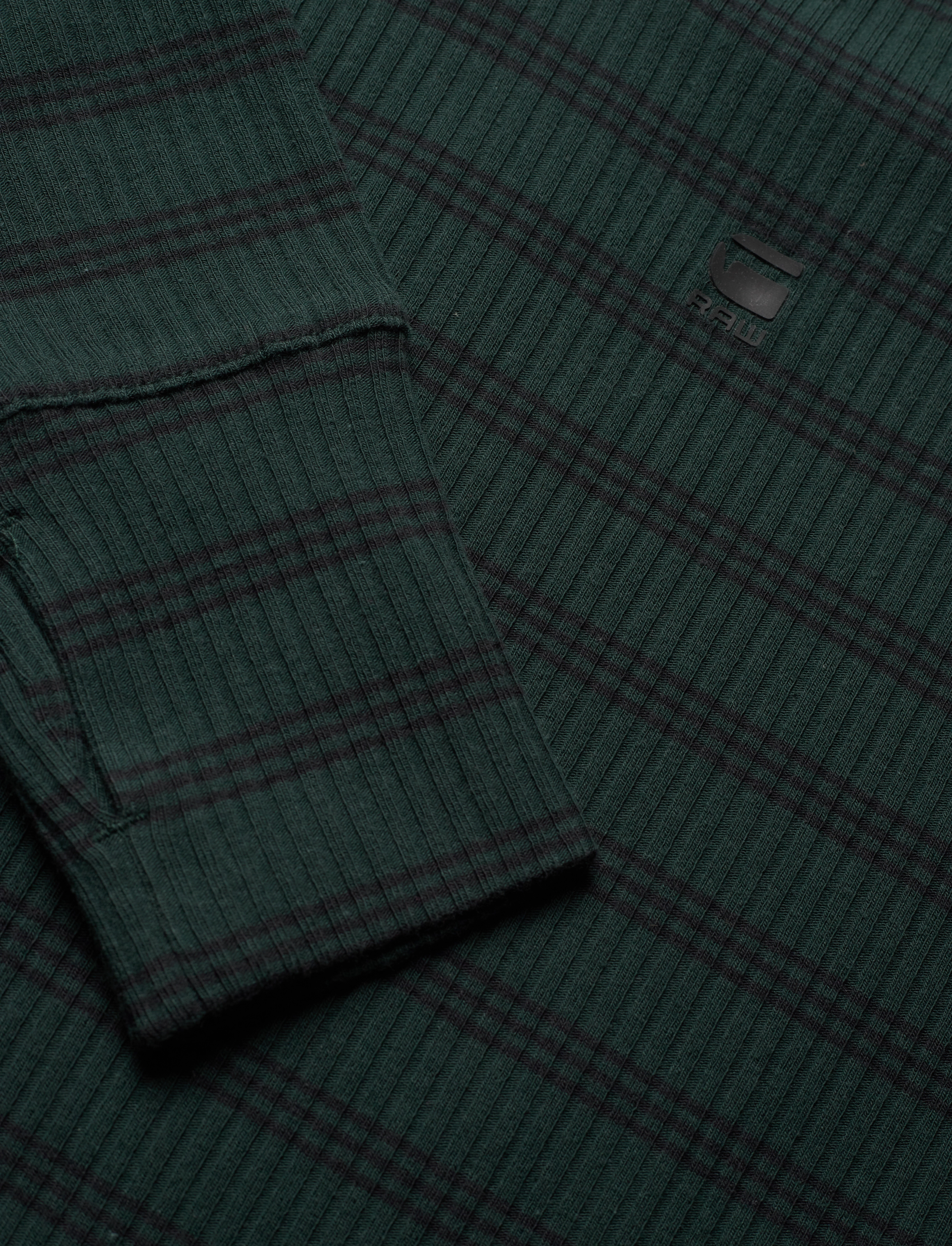 G-Star RAW - Rib mock slim stripe l\s wmn - laub/caviar stripe - 4