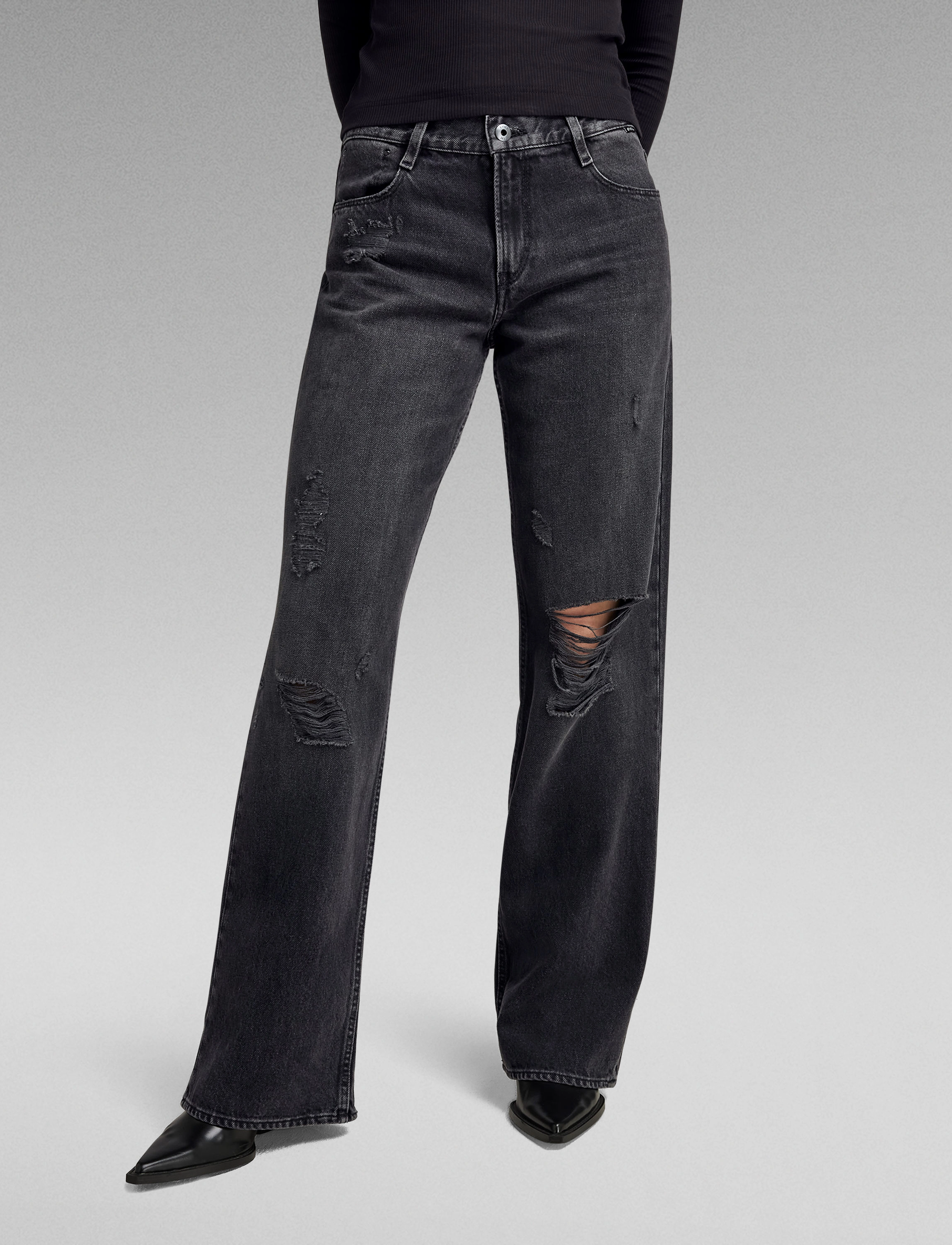 G-Star - Judee Loose Wmn - vida jeans - worn in black smoke ripped - 0