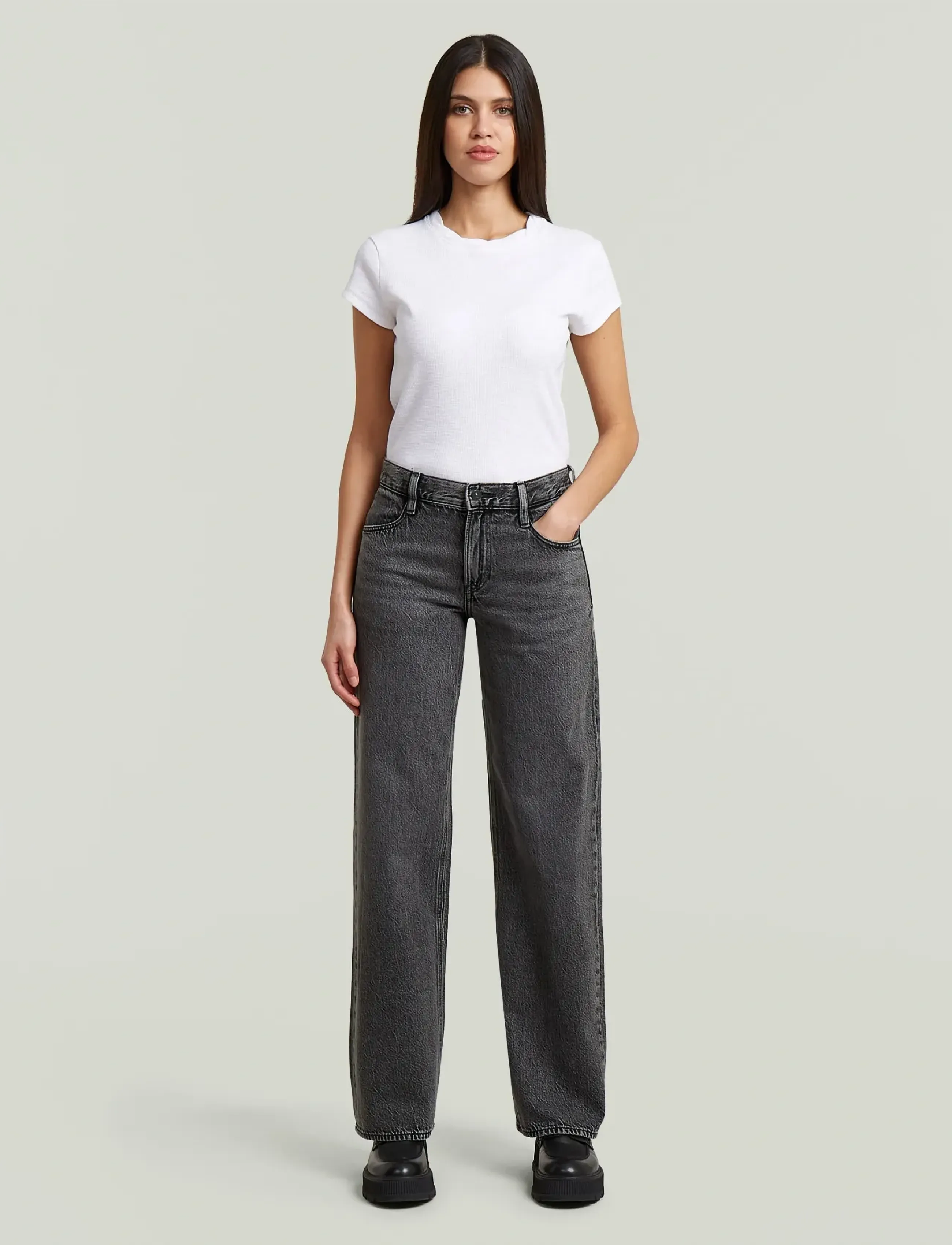 G-Star - Judee Loose Wmn - spodnie szerokie - faded eolith grey - 3