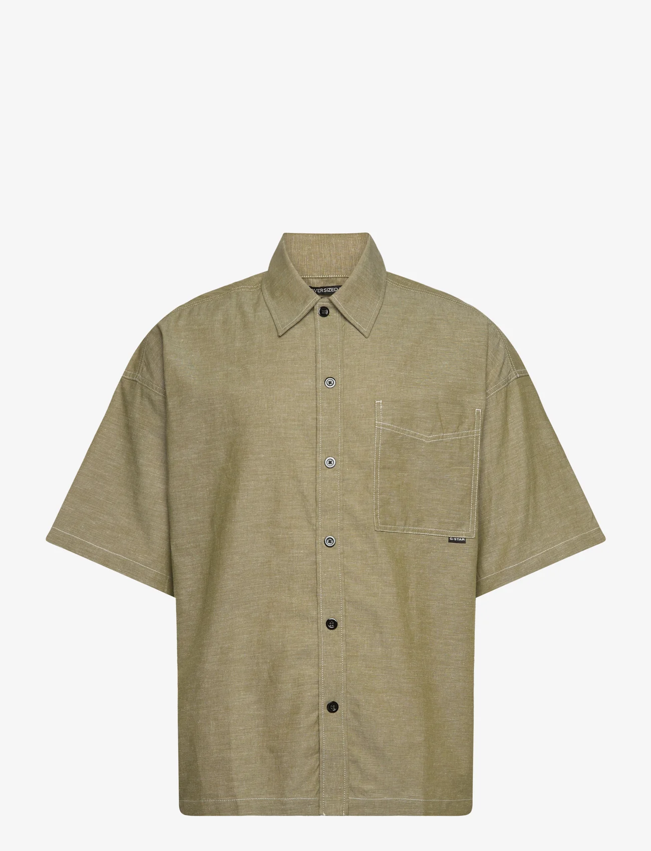 G-Star RAW - 1 pocket boxy shirt s\s - basic overhemden - avocado/milk - 0