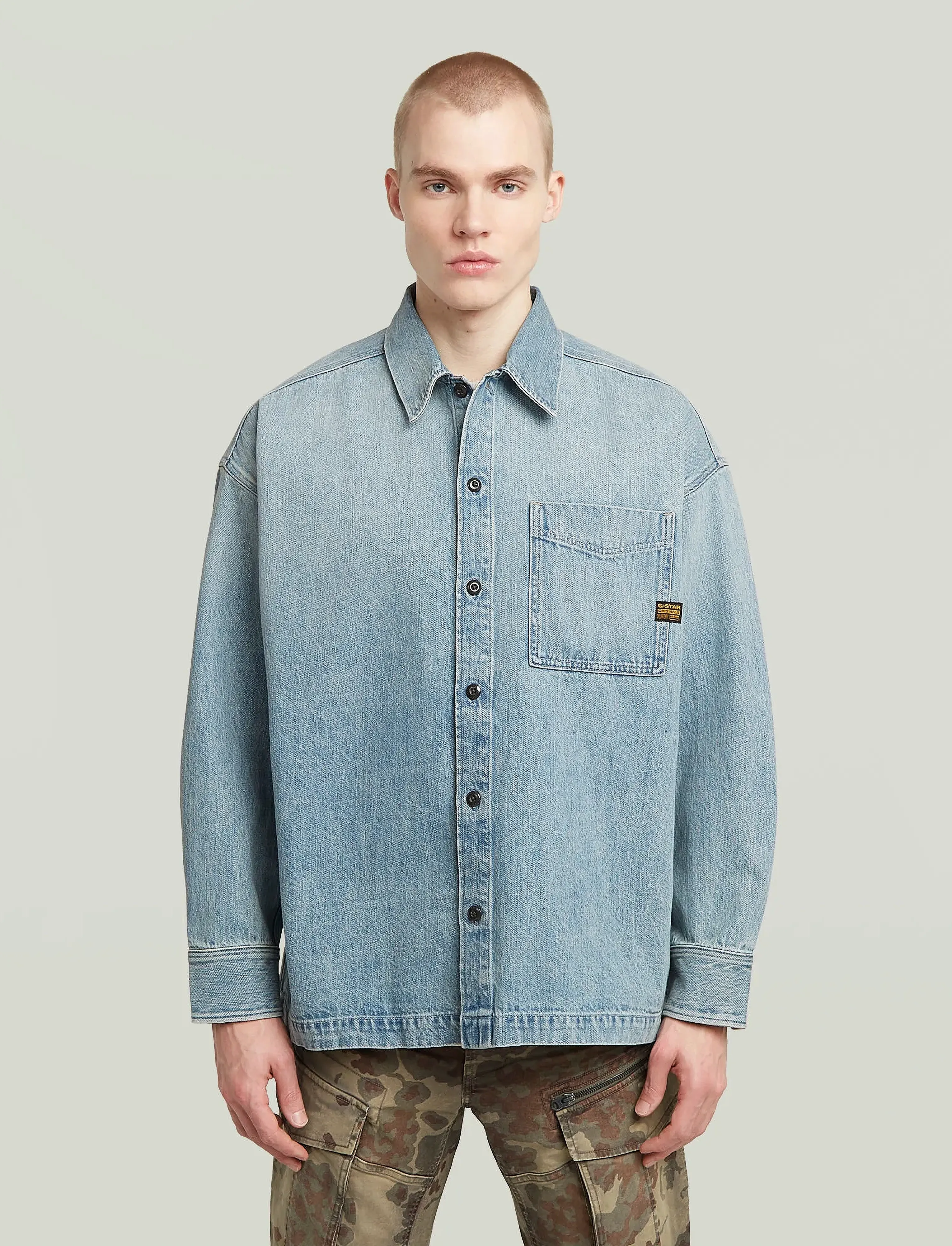 G-Star Boxy Fit Overshirt, Mænd, Boxy Fit Denim Langærmet Skjorte, Blå, Str: L