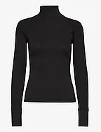 Slim rib mock l\s wmn - DK BLACK