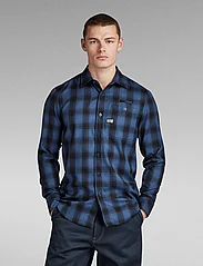 G-Star RAW - Bristum 2.0 Slim Shirt l\s - overshirts - rank blue big shadow check - 0