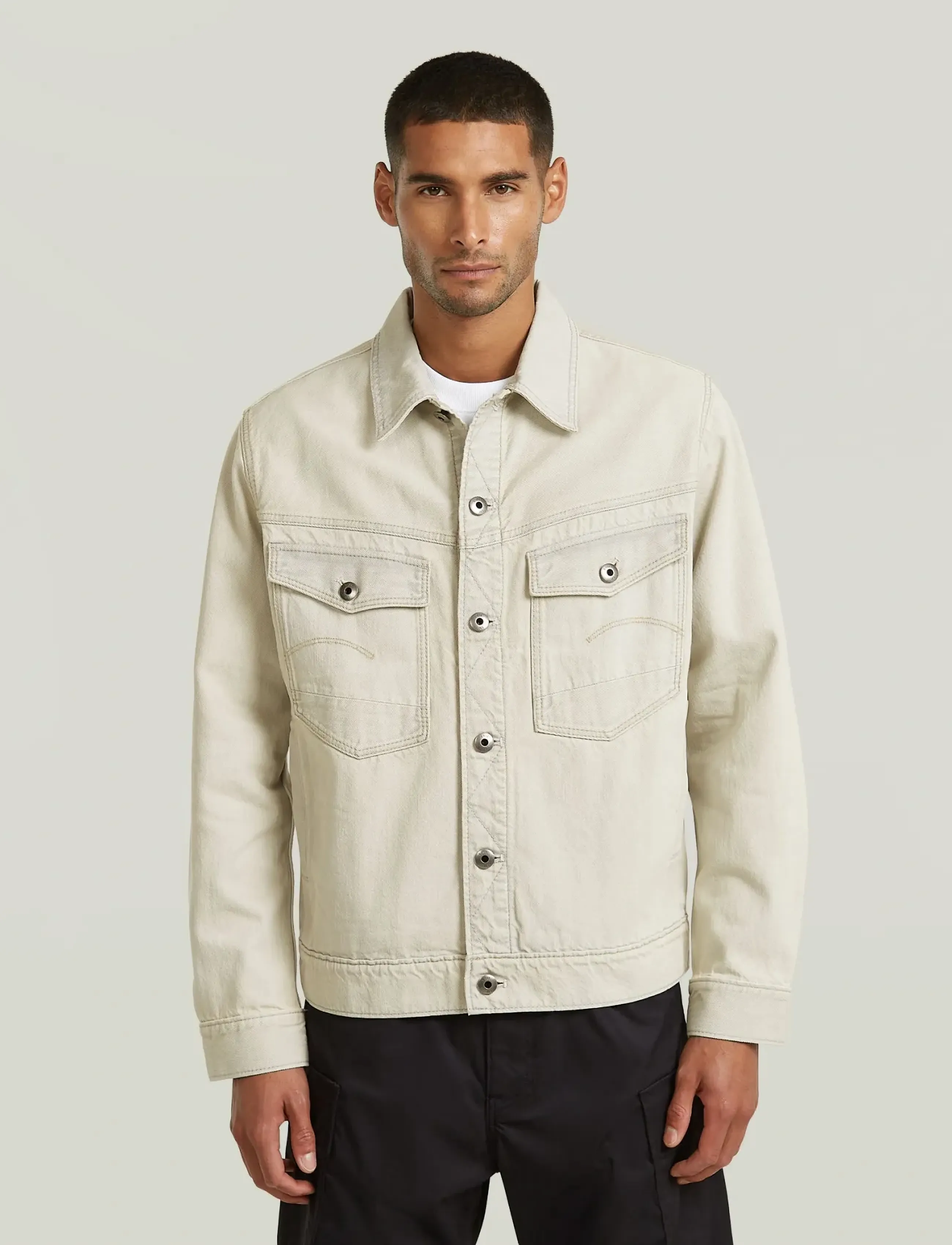 G-Star Dakota Jacket - Ungefütterte Denimjacken - BEACHED FADED VIVIANITE GREY / cream