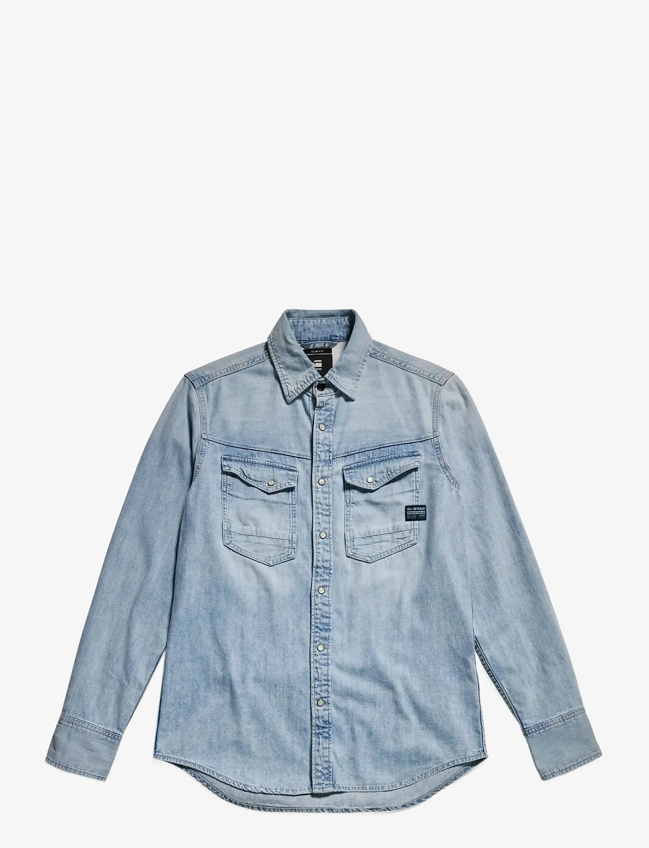 G-Star - Dakota slim shirt l\s - denimskjorter - sun faded blue mist - 1