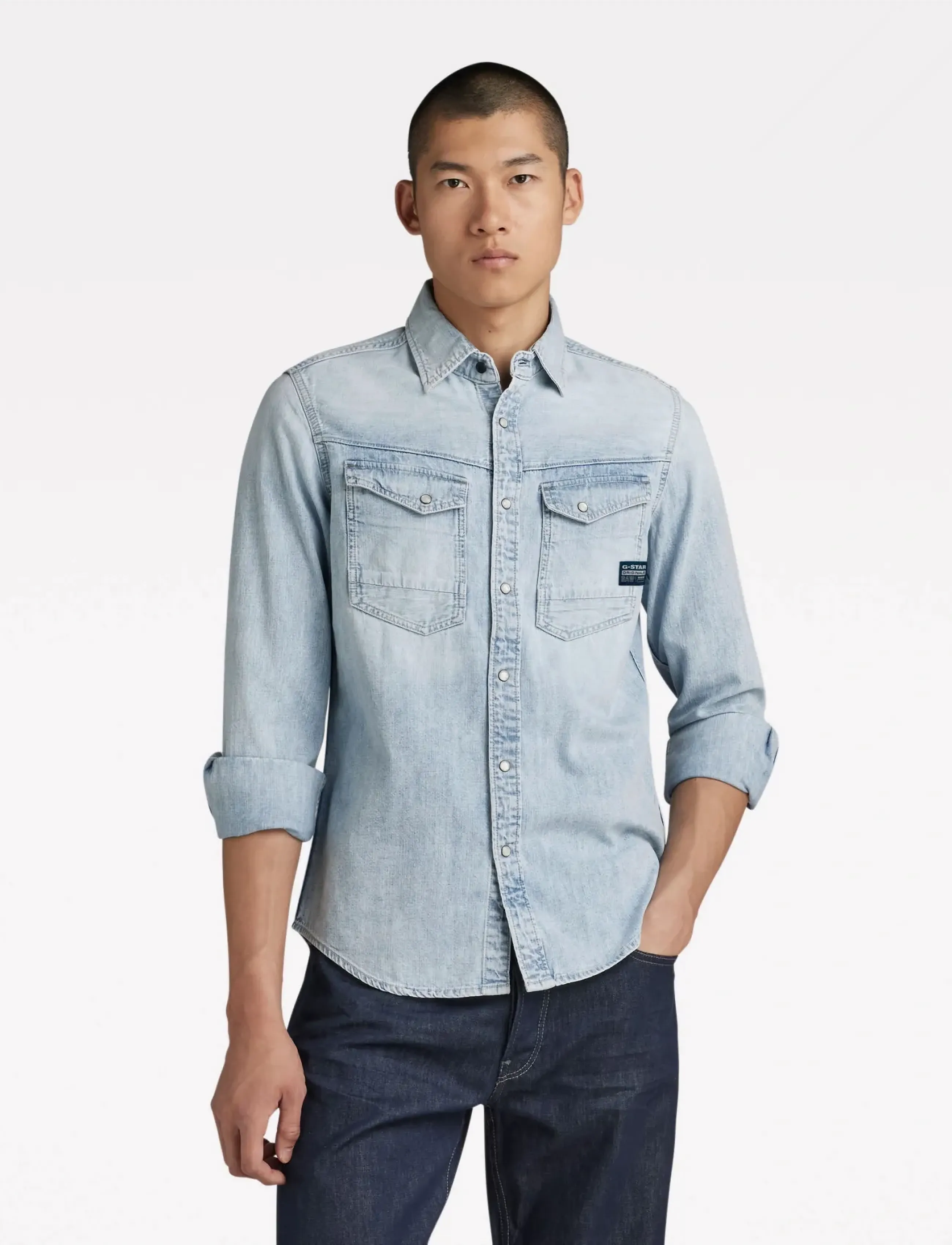G-Star Slim Denim shirt - Casual skjorter - SUN FADED BLUE MIST / blue