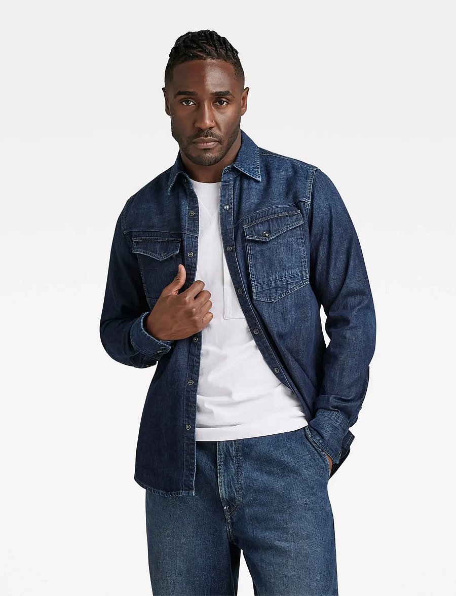 G-Star - Dakota slim shirt l\s - denim shirts - worn in deep sea - 2