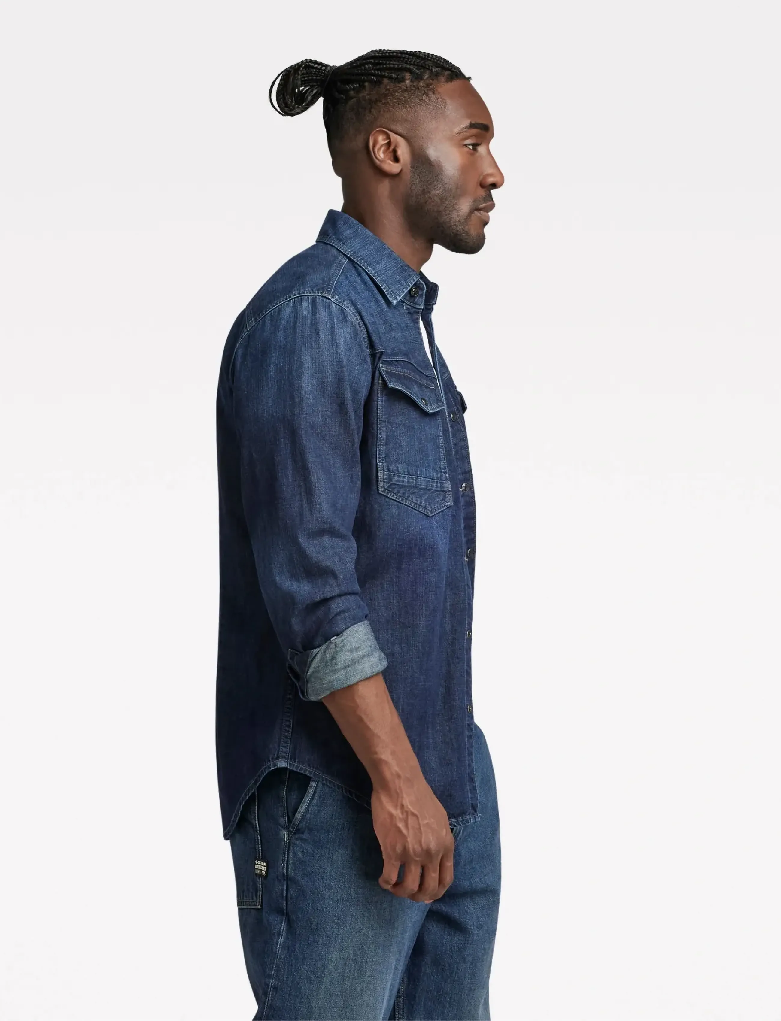 G-Star - Dakota slim shirt l\s - denim shirts - worn in deep sea - 3