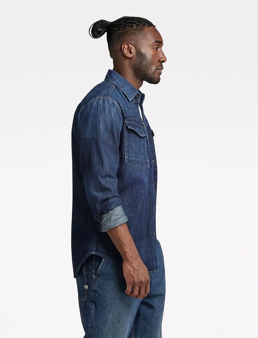 G-Star - Dakota slim shirt l\s - denim shirts - worn in deep sea - 3