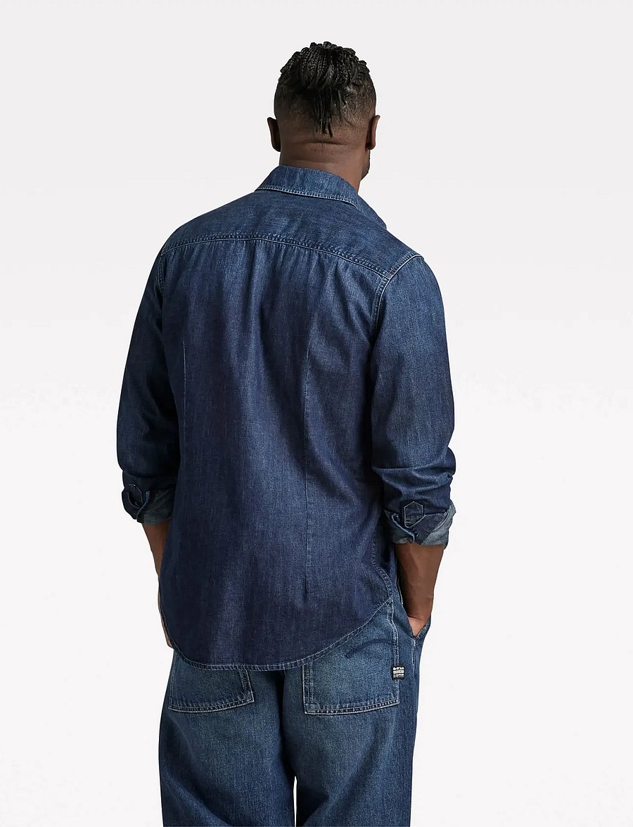 G-Star - Dakota slim shirt l\s - denim shirts - worn in deep sea - 4