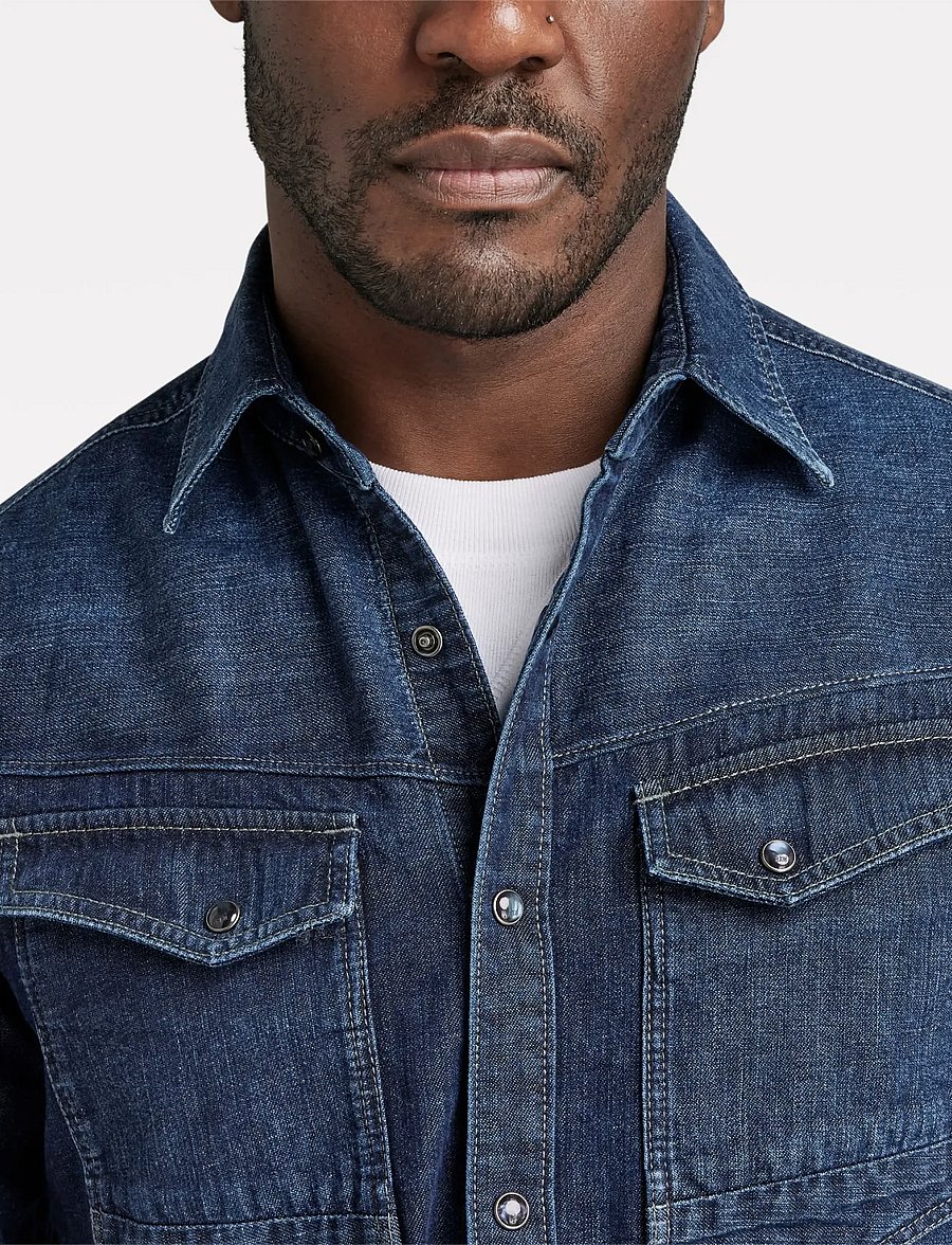 G-Star - Dakota slim shirt l\s - denim shirts - worn in deep sea - 5