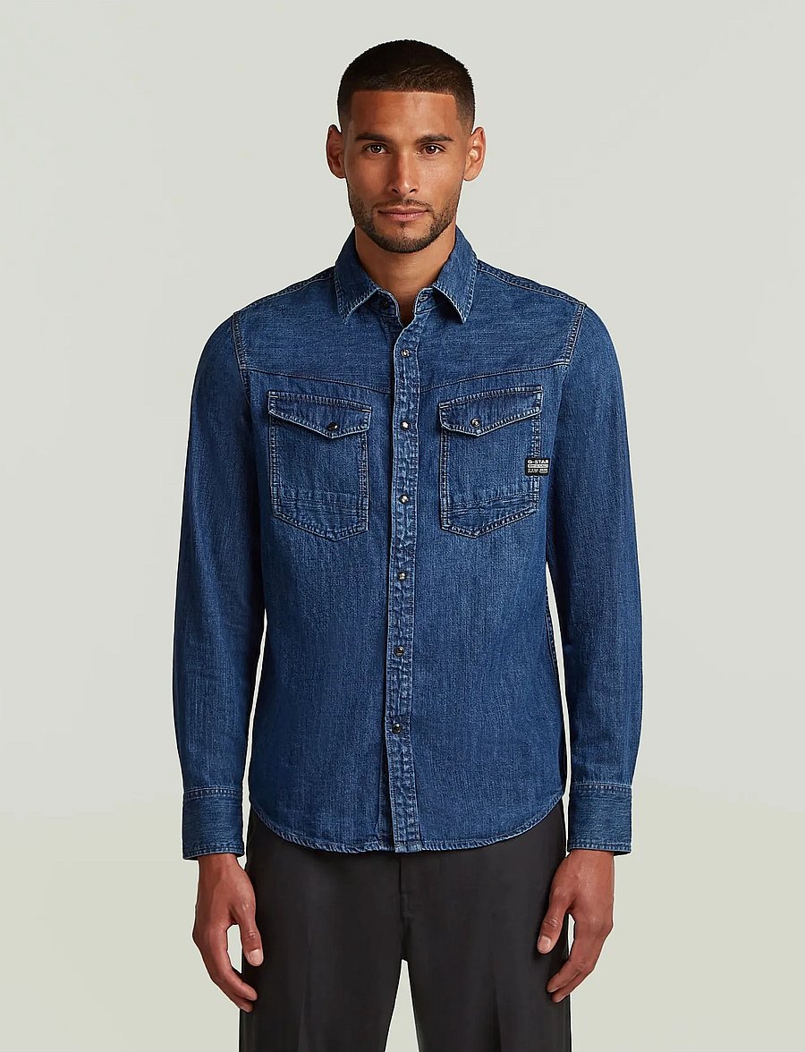 G-Star - Dakota slim shirt l\s - džinsa krekli - worn in windward - 3