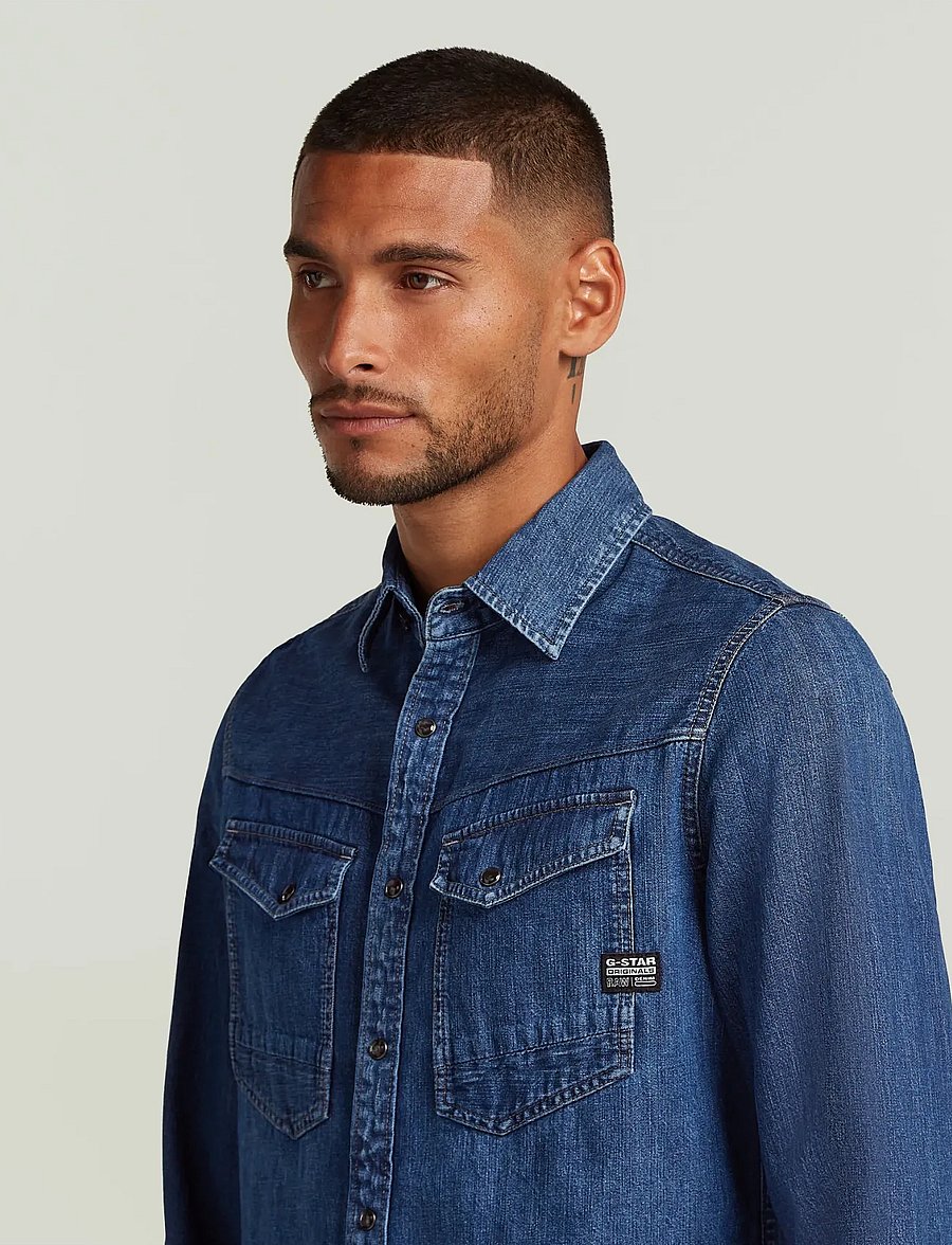G-Star - Dakota slim shirt l\s - džinsa krekli - worn in windward - 4