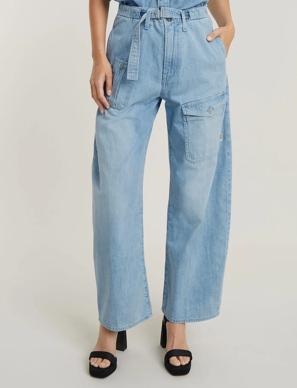 G-Star - Belted Cargo Loose Wmn - vida jeans - sun faded blue mist - 0