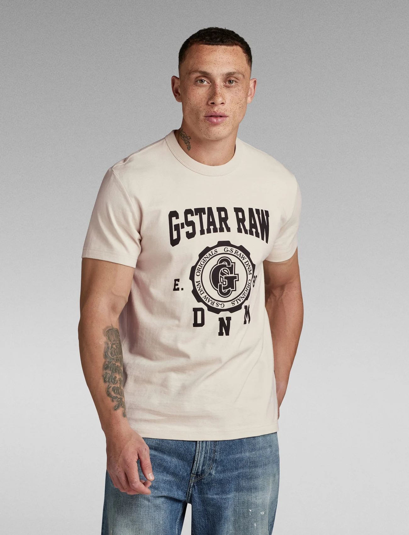 G-Star RAW - Collegic r t - kortærmede t-shirts - whitebait - 0