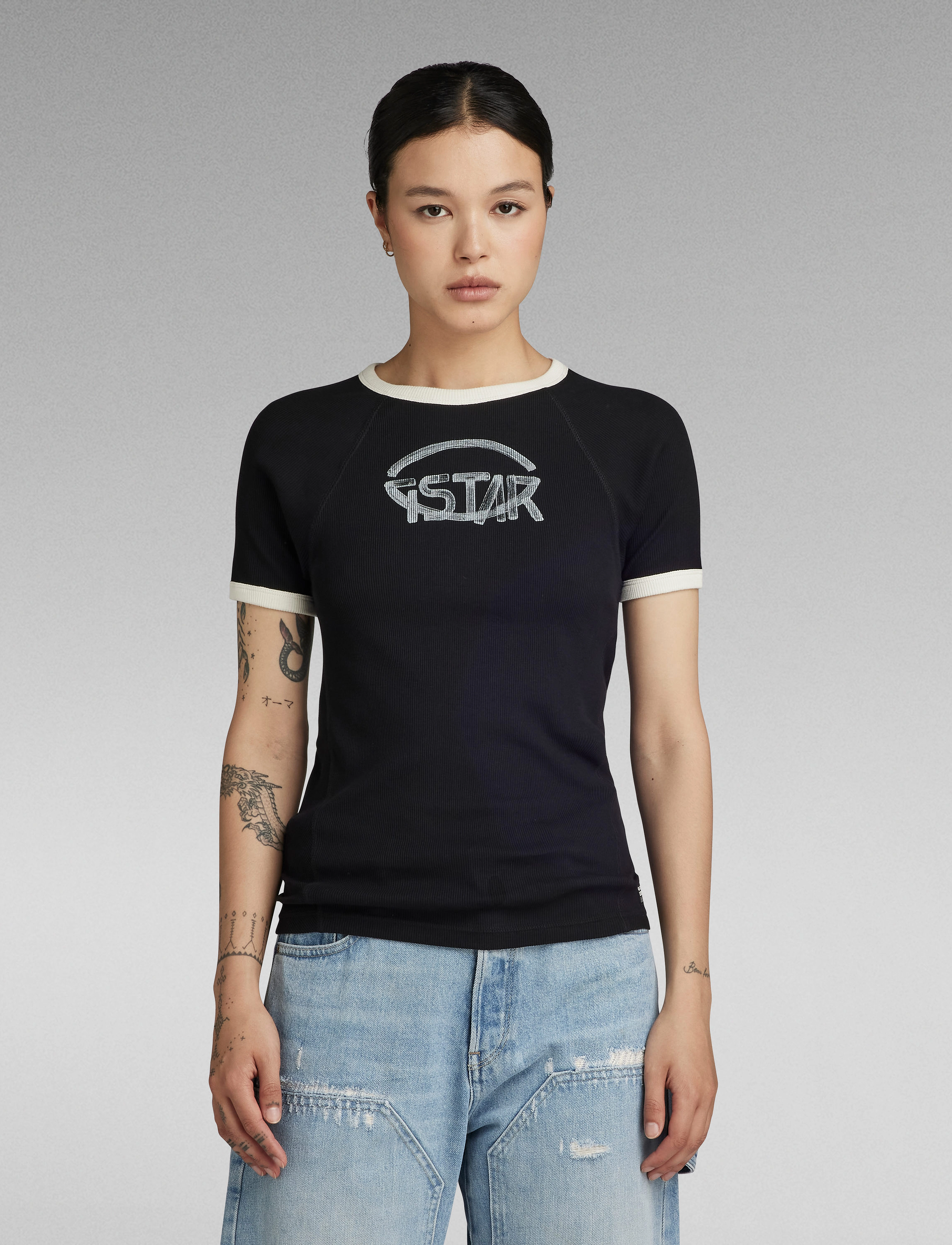G-Star RAW - Army ringer slim r t wmn - dk black - 2