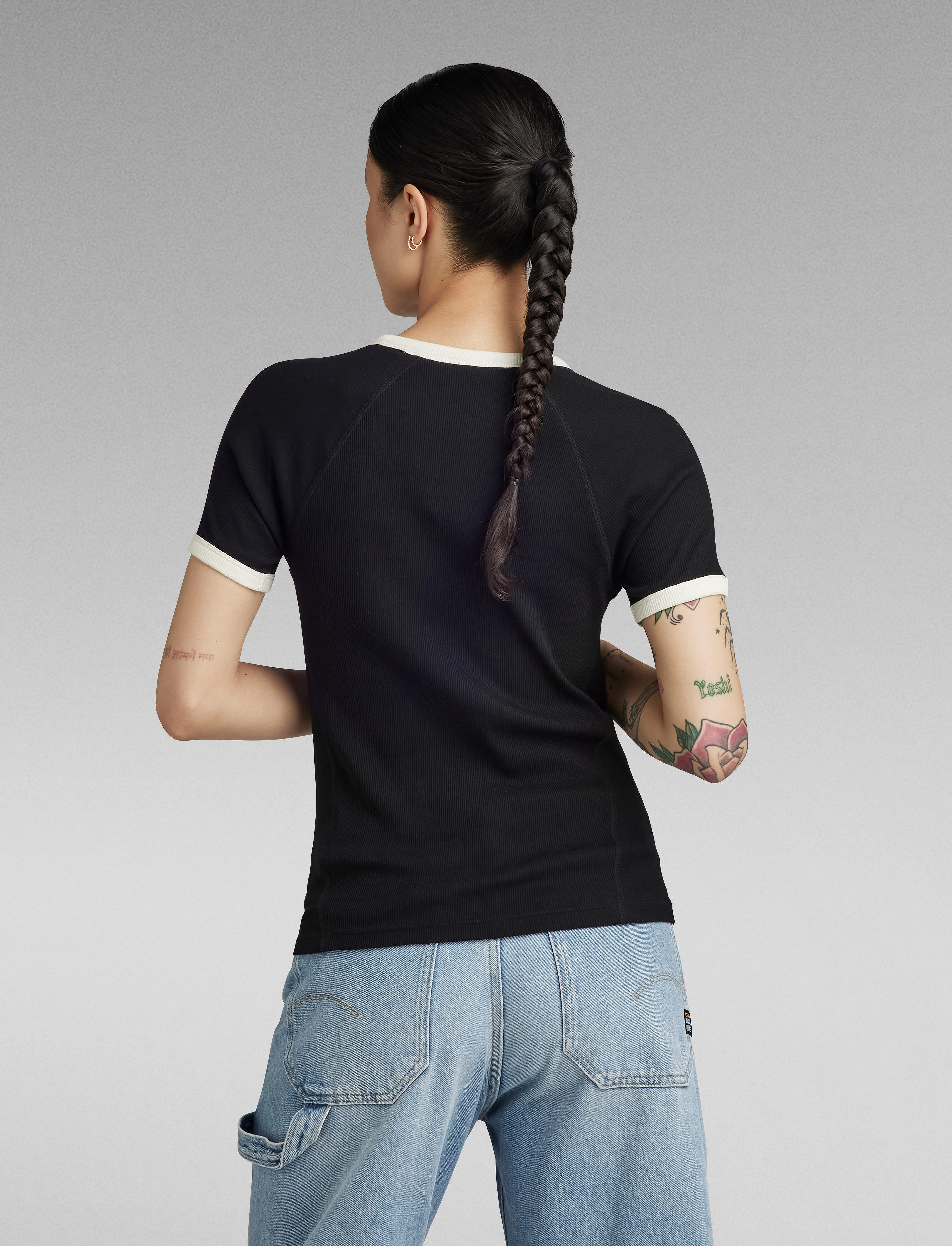 G-Star RAW - Army ringer slim r t wmn - dk black - 3