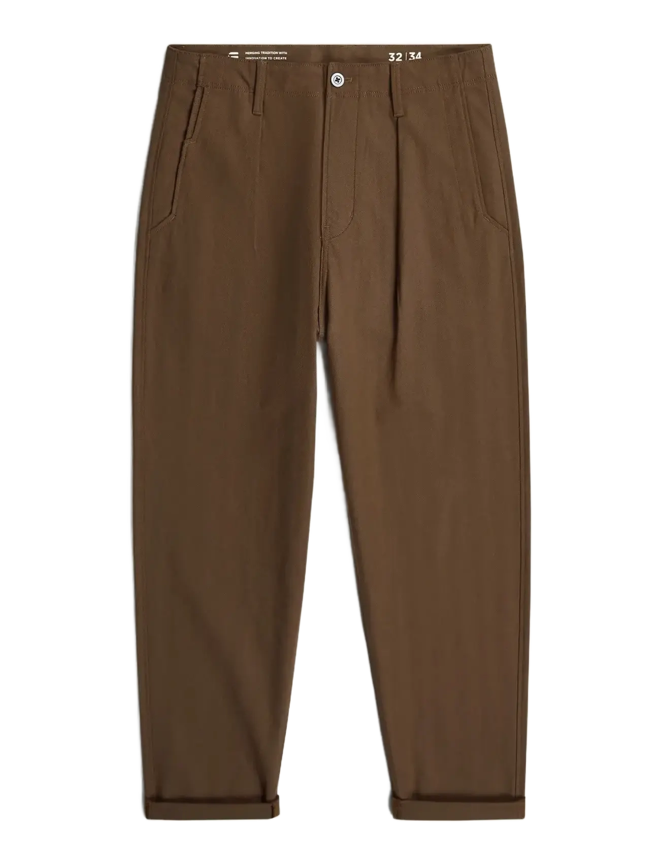 Pleated Chino Relaxed Tapered - DESERT PALM/DEEP BROWN HB