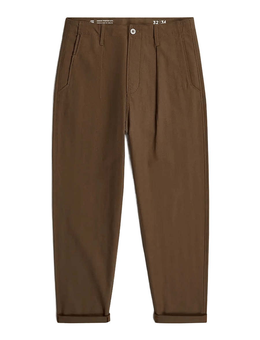G-Star - Pleated Chino Relaxed Tapered - hørbukser - desert palm/deep brown hb - 1