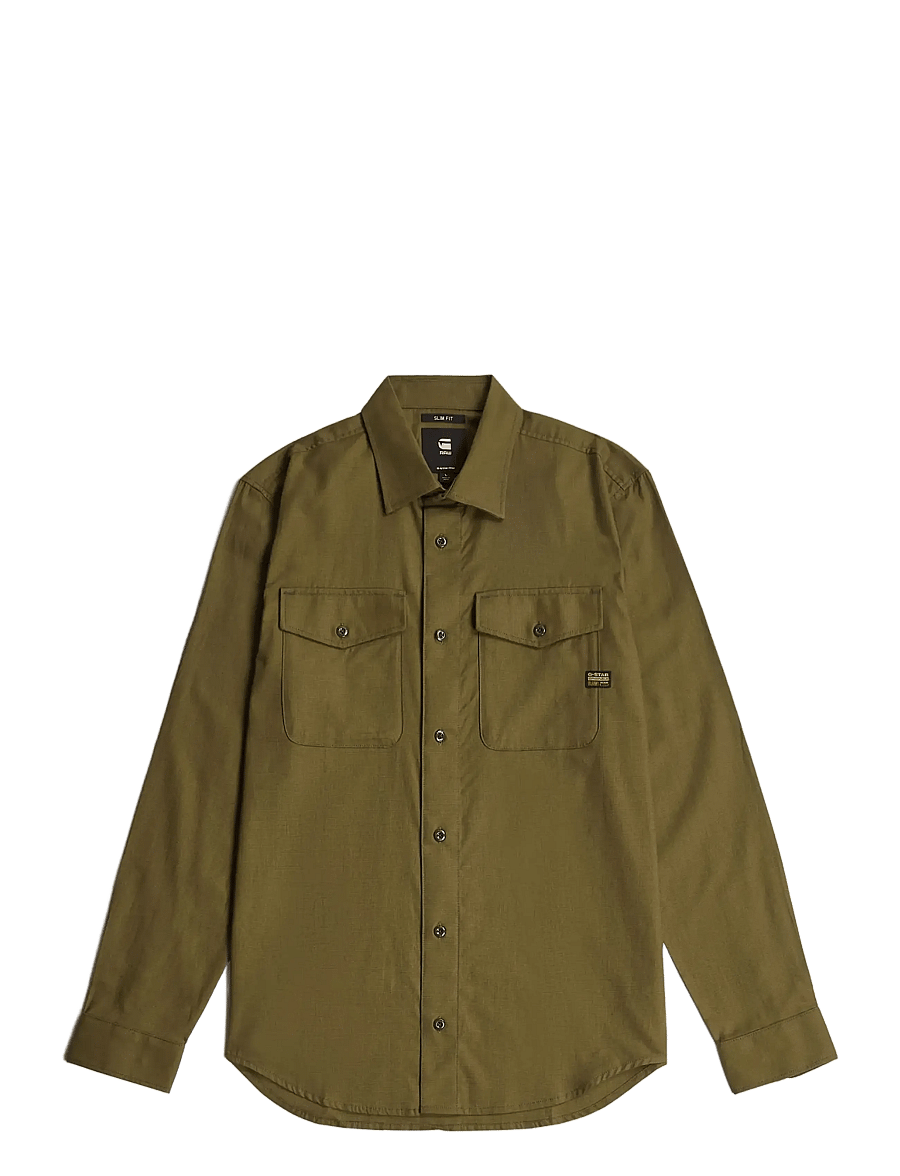 G-Star - Marine Slim Shirt l\s - freizeithemden - deep brown/dark olive oxford - 1
