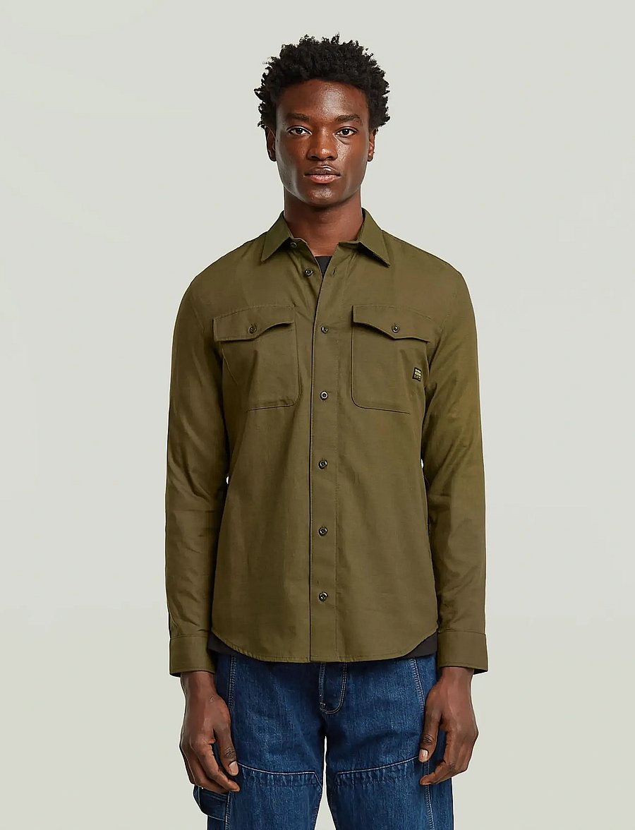 G-Star - Marine Slim Shirt l\s - freizeithemden - deep brown/dark olive oxford - 0