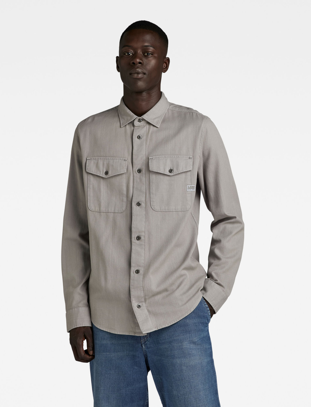 G-Star - Marine Slim Shirt l\s - casual skjorter - grey alloy gd - 0