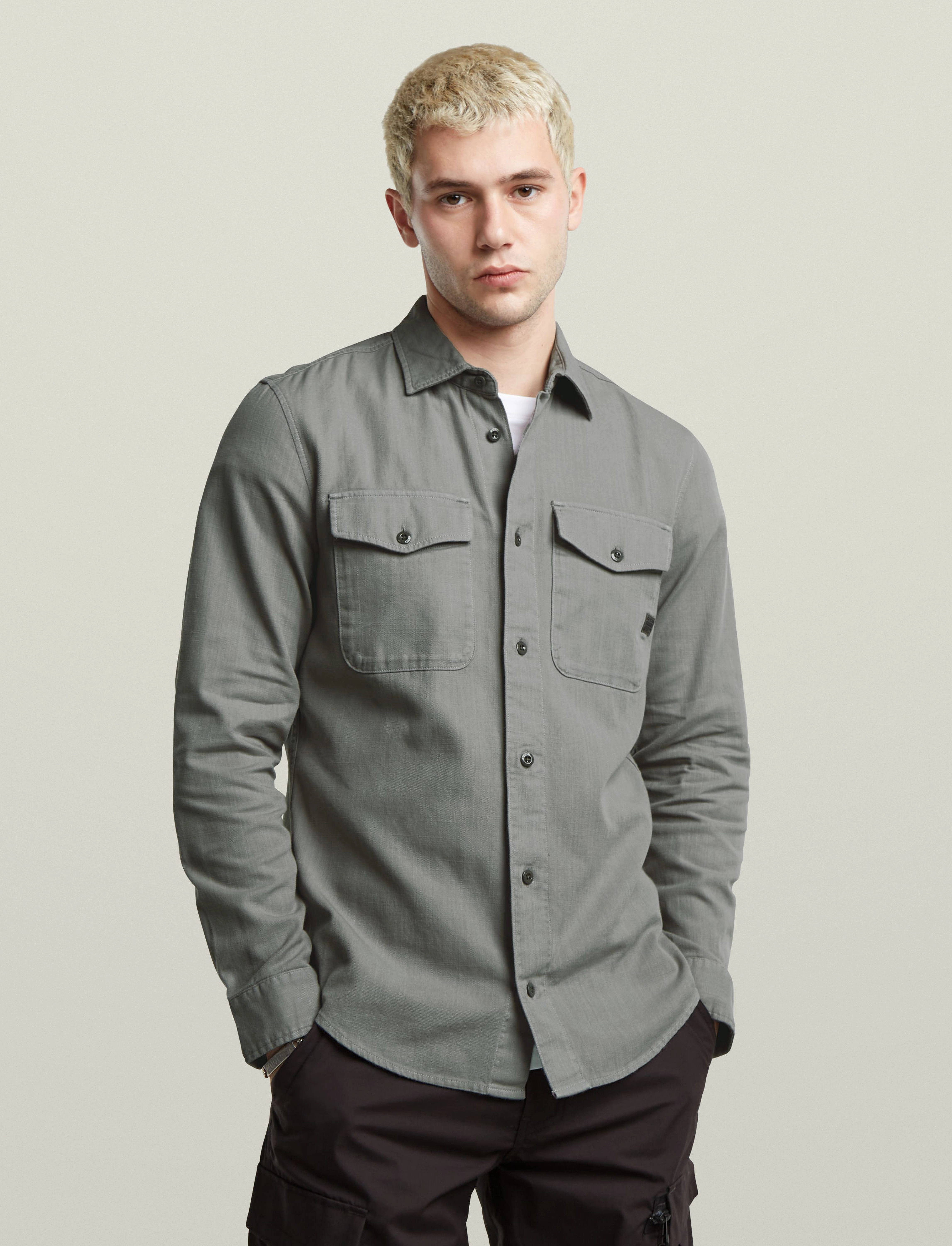 G-Star Marine Slim Shirt l\s - Kleidung - GREY ALLOY GD / grey