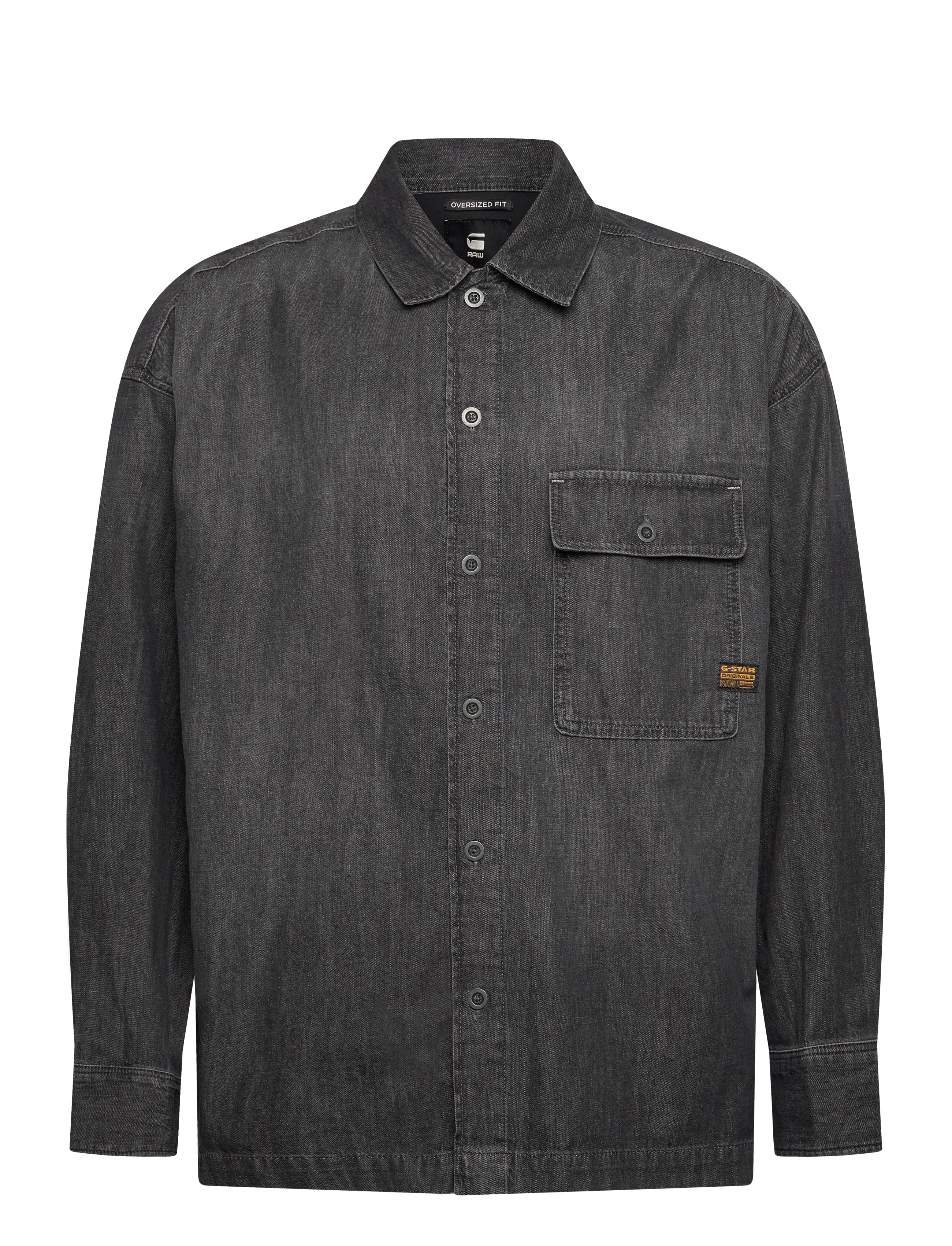 G-Star Boxy Fit Flap Pocket Shirt, S, Grey, Skjorter > Afslappet Shirts, Herre