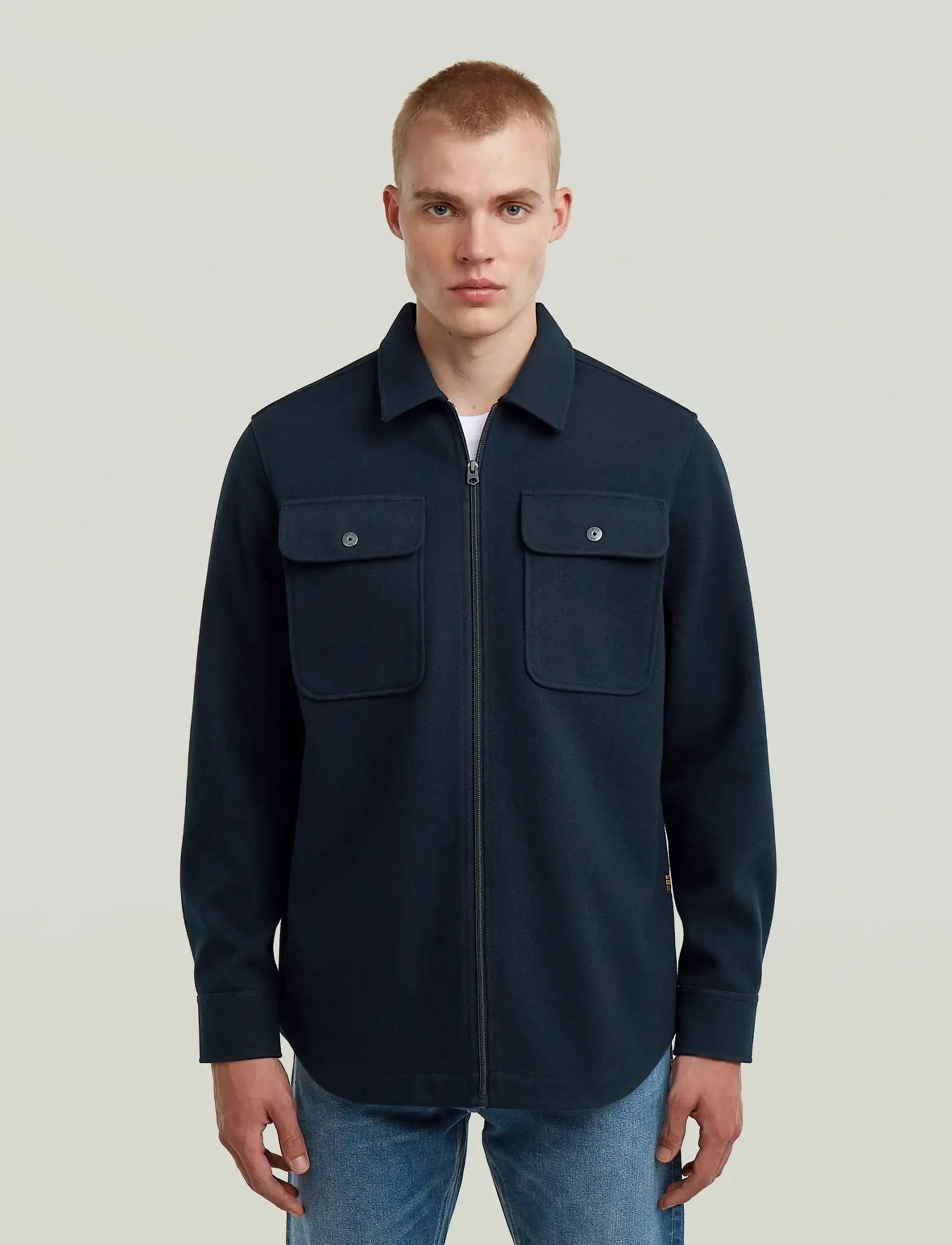G-Star Gpo Zip Overshirt, Mænd, Lynlås Overshirt, Navy, Str: S