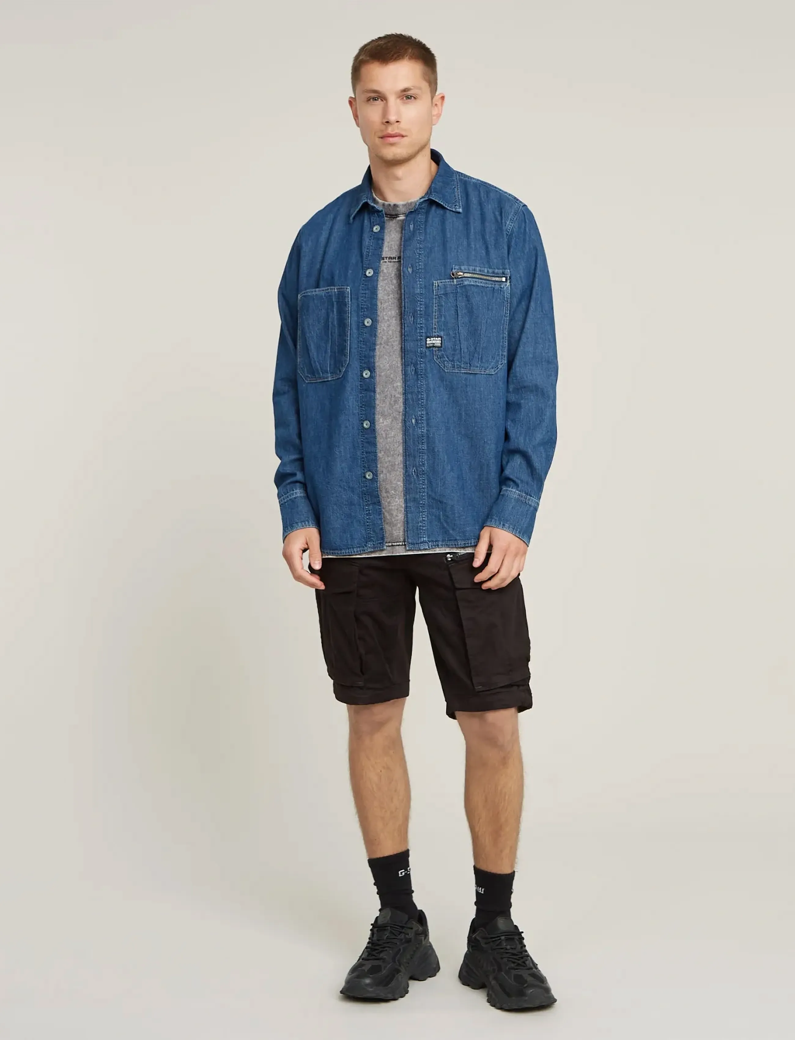 G-Star - Rovic zip regular short - mehed - dk black - 4