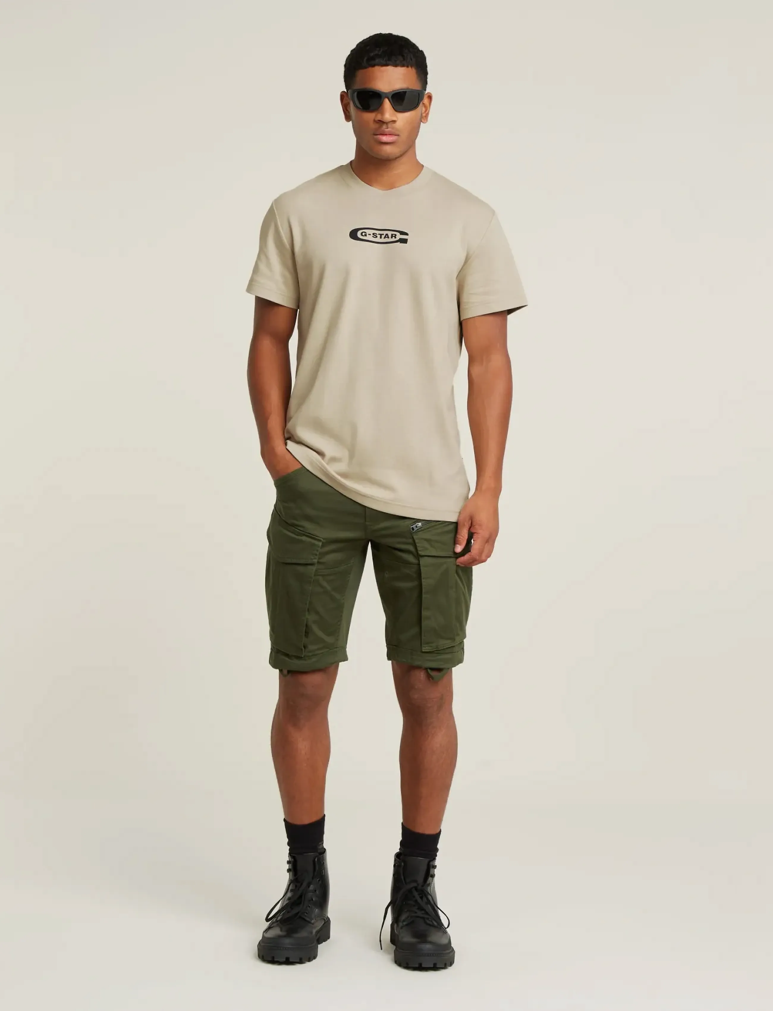 G-Star - Rovic zip regular short - lühikesed kargopüksid - dk bronze green - 4