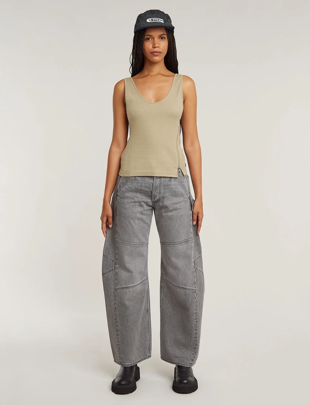 G-Star - Asymmetrical zip slim tank top wmn - hauts sans manches - light toggee - 2