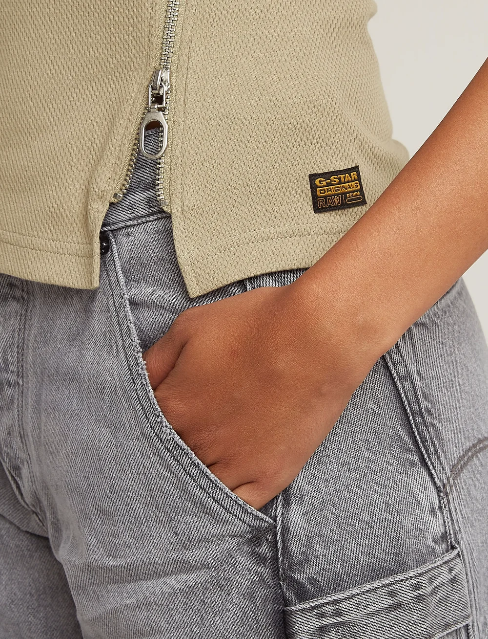 G-Star - Asymmetrical zip slim tank top wmn - hauts sans manches - light toggee - 4