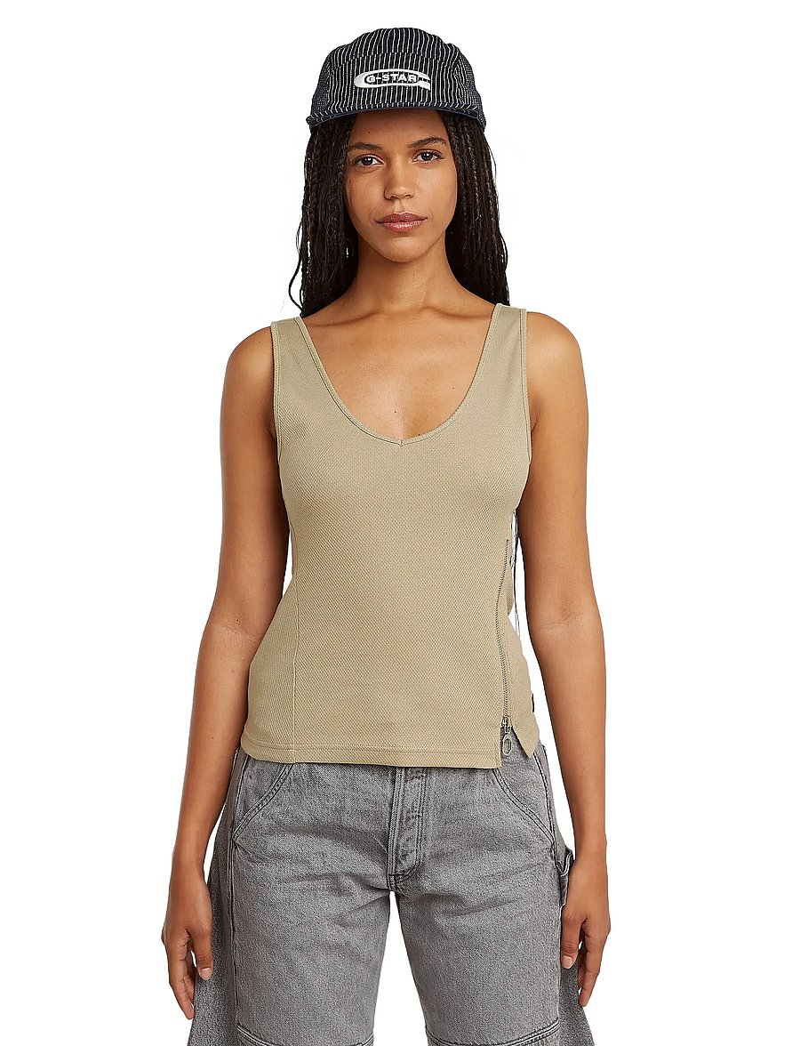 G-Star - Asymmetrical zip slim tank top wmn - light toggee - 5