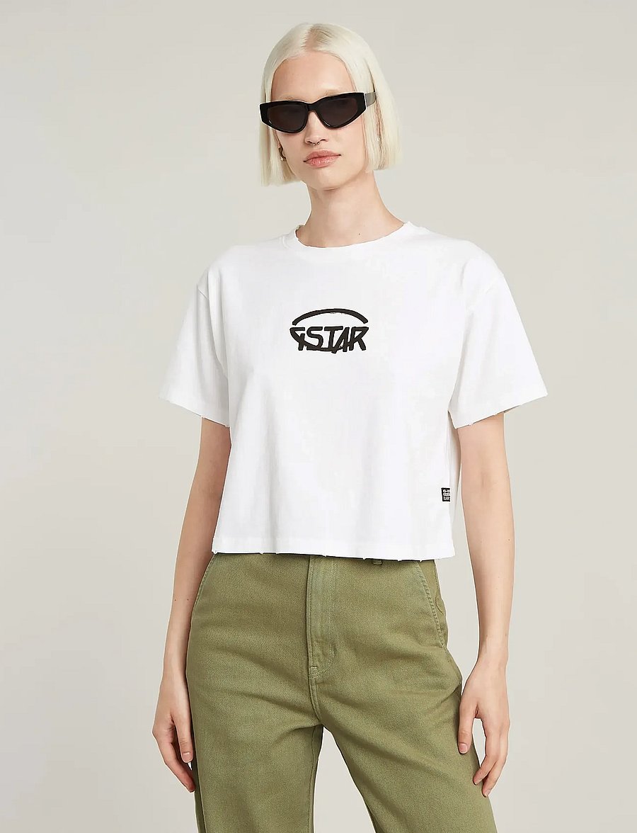 G-Star - Cropped logo relaxed r t - crop tops - white - 0