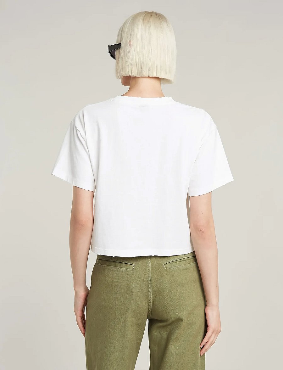 G-Star - Cropped logo relaxed r t - crop tops - white - 3