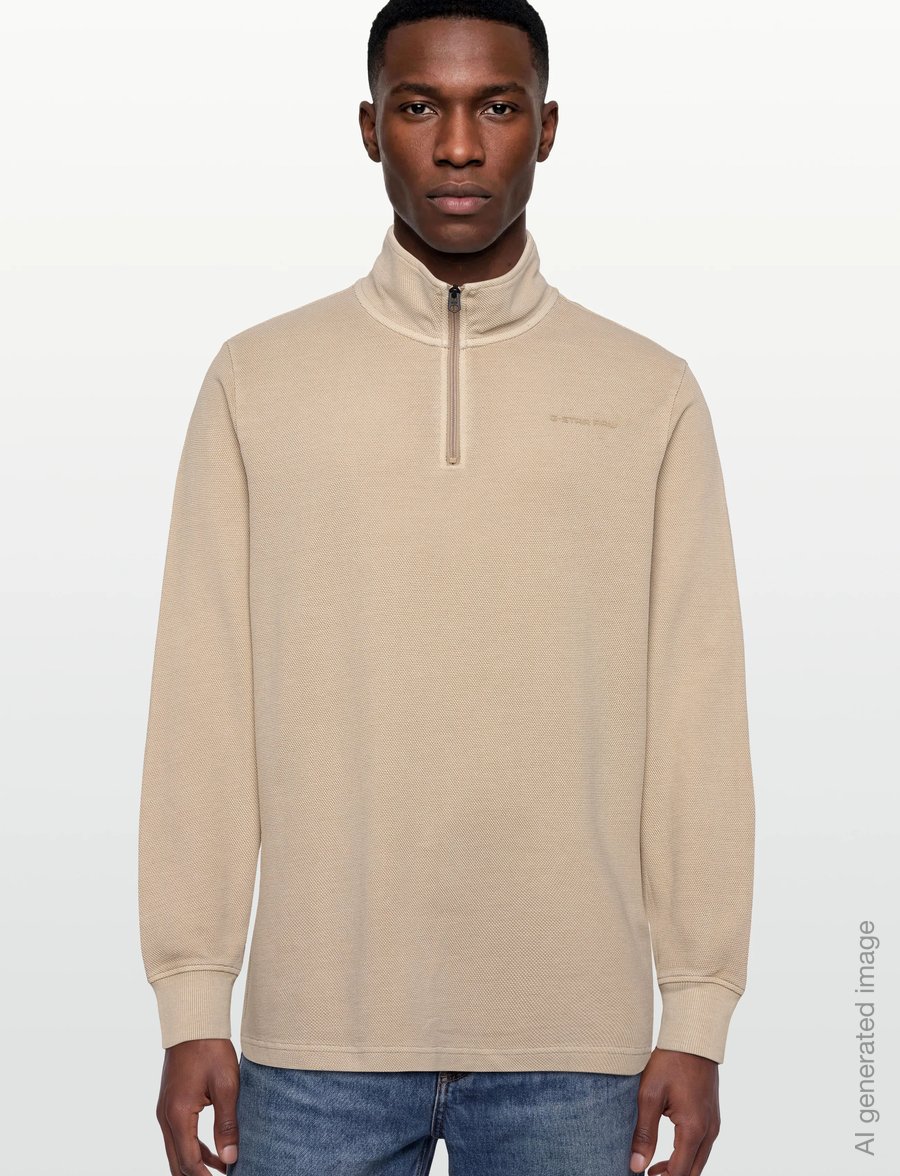 G-Star - Overdyed half zip tweeter - halfzip strik - dk brick gd - 3