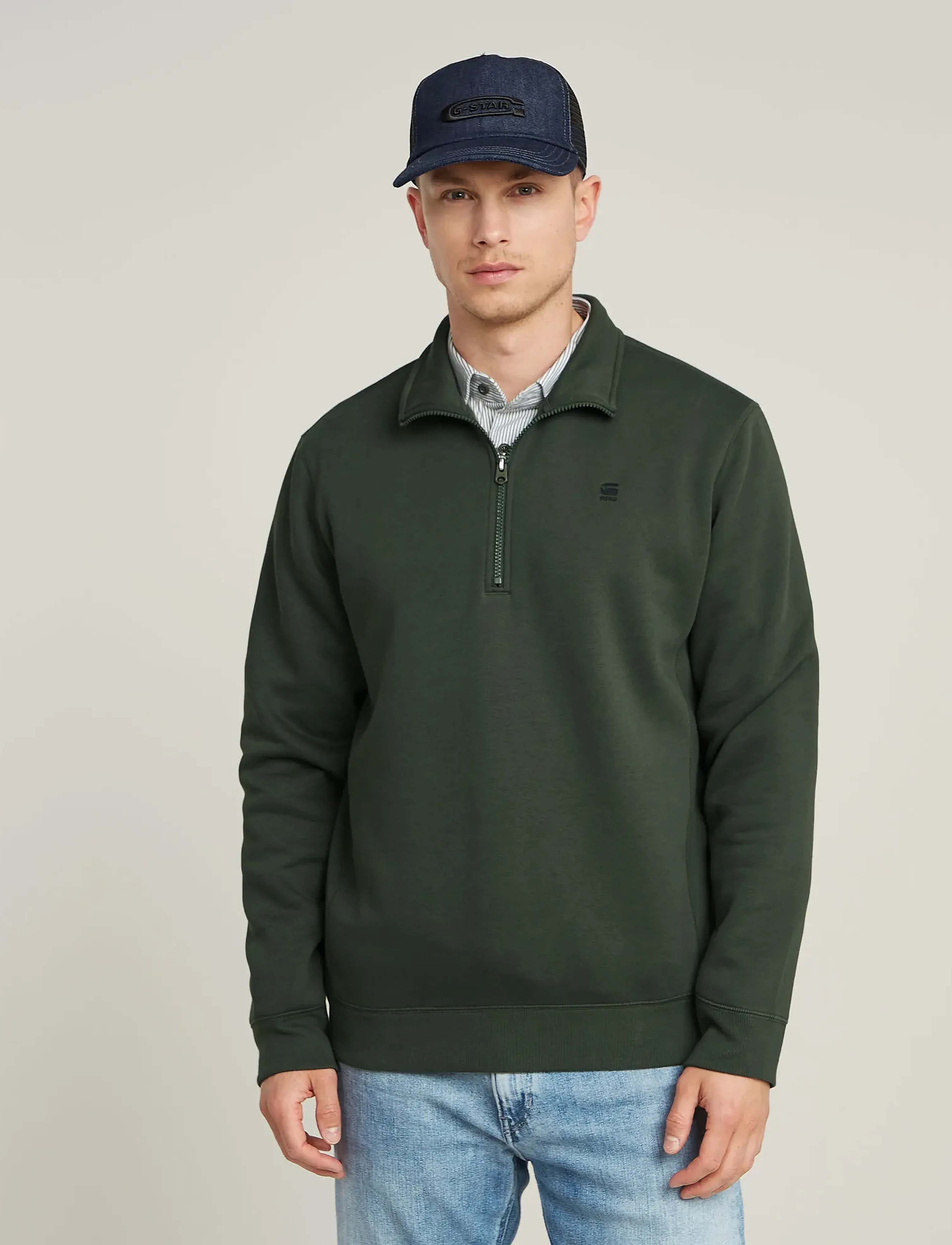 G-Star Premium core half zip r sw l\s - G-STAR - GRAPHITE / khaki/green
