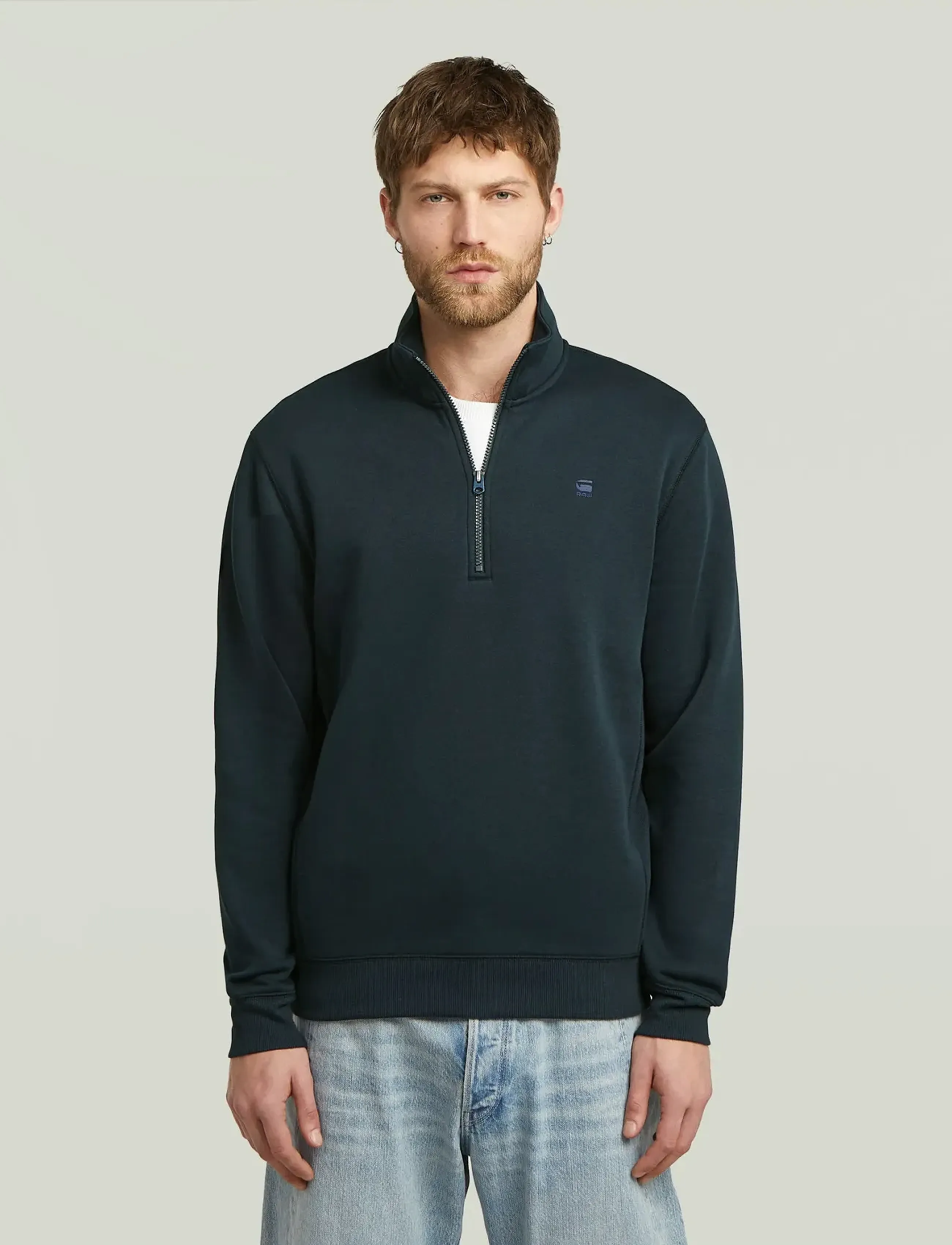 G-Star Premium Core Half Zip R Sw L\S, Mænd, Half Zip Sweatshirt, Navy, Str: XL