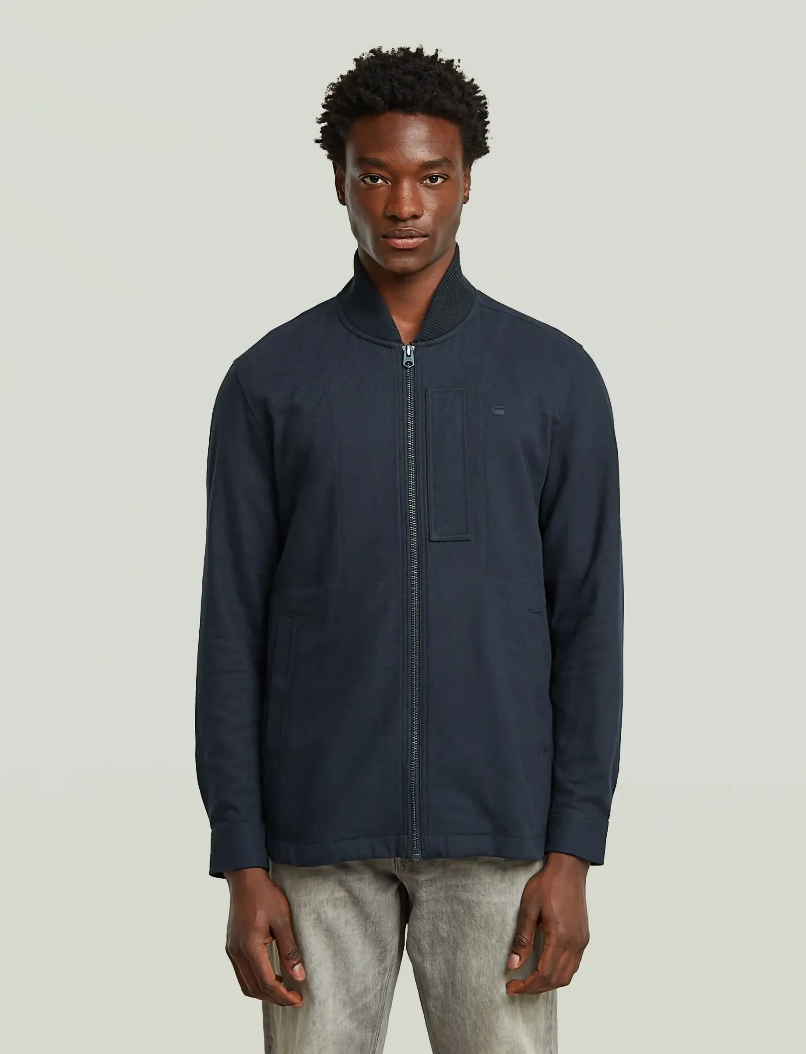 G-Star Bomber Collar Zip Overshirt, M, Jackets, Blau - Männerswear