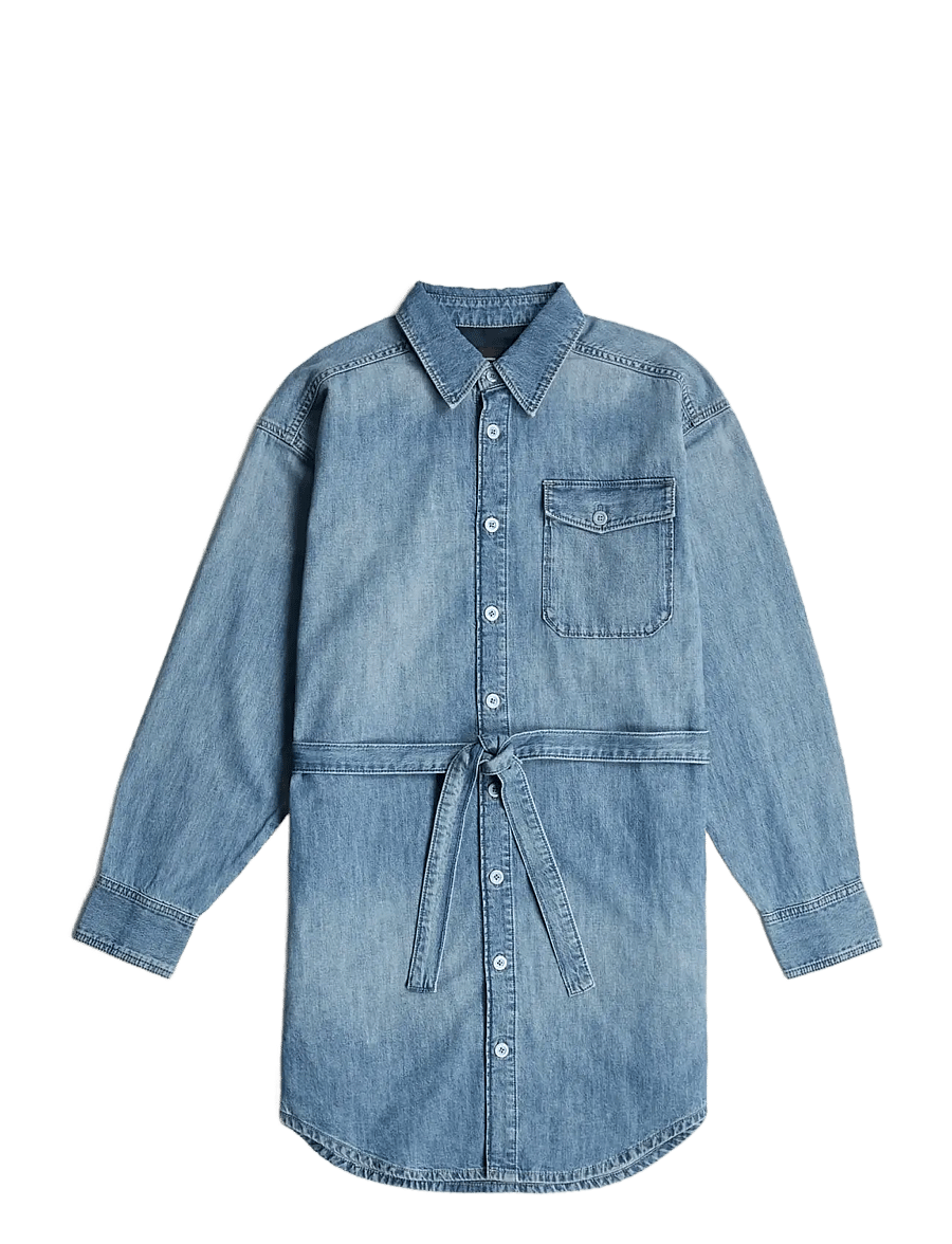 G-Star - Belted Shirt Dress l\s wmn - skjortklänningar - antique faded thames - 1