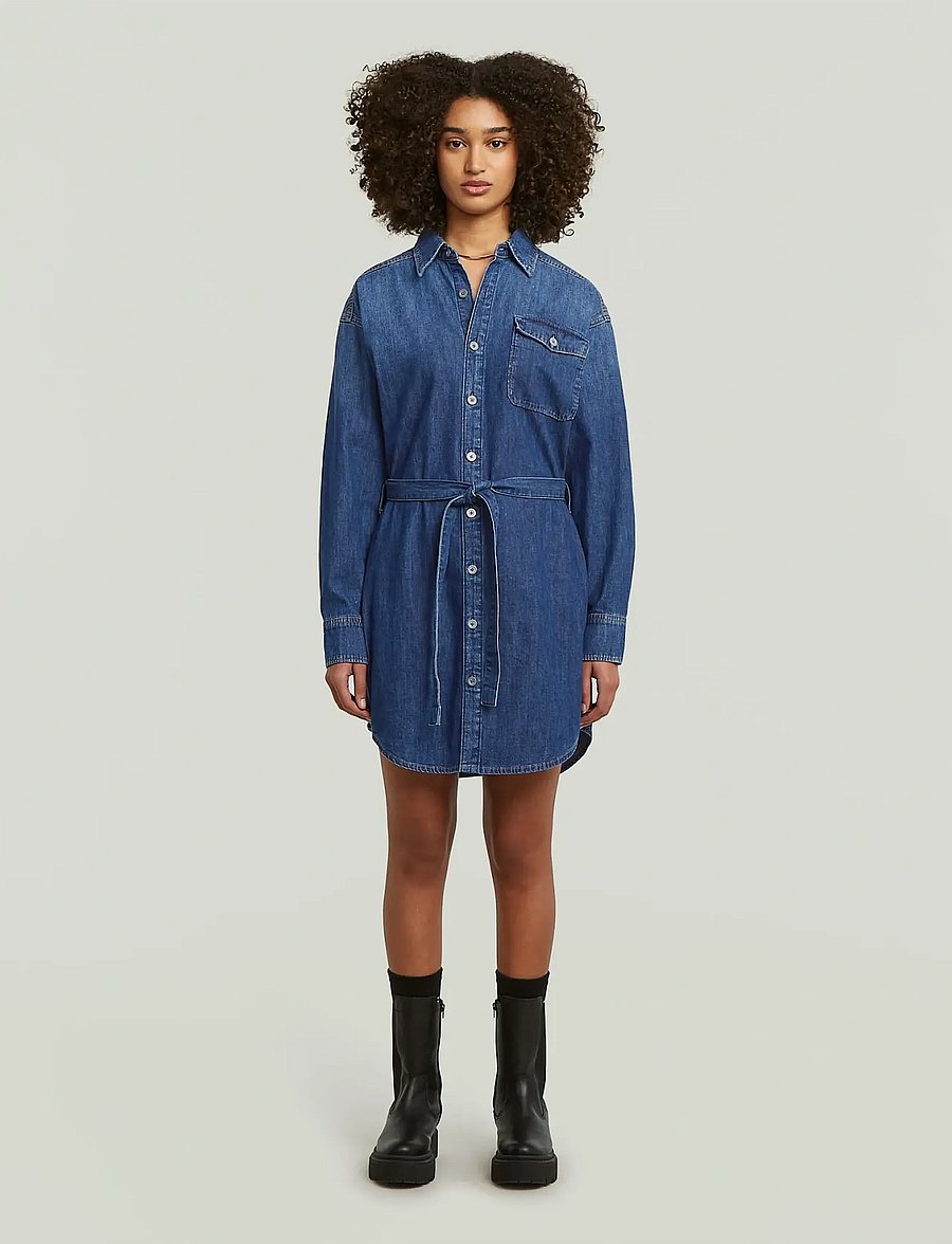 G-Star - Belted Shirt Dress l\s wmn - shirt dresses - worn in windward - 0